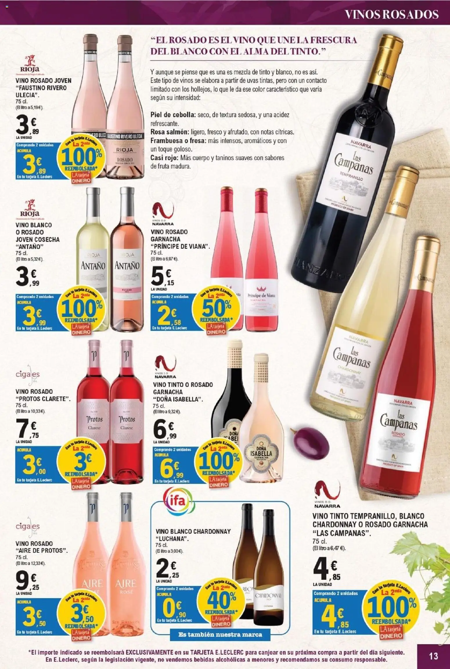 E.Leclerc - León │ válido desde el 21/09/2026 | Página: 13 | Productos: Vino rosado, Salmón, Cebolla, Bebidas