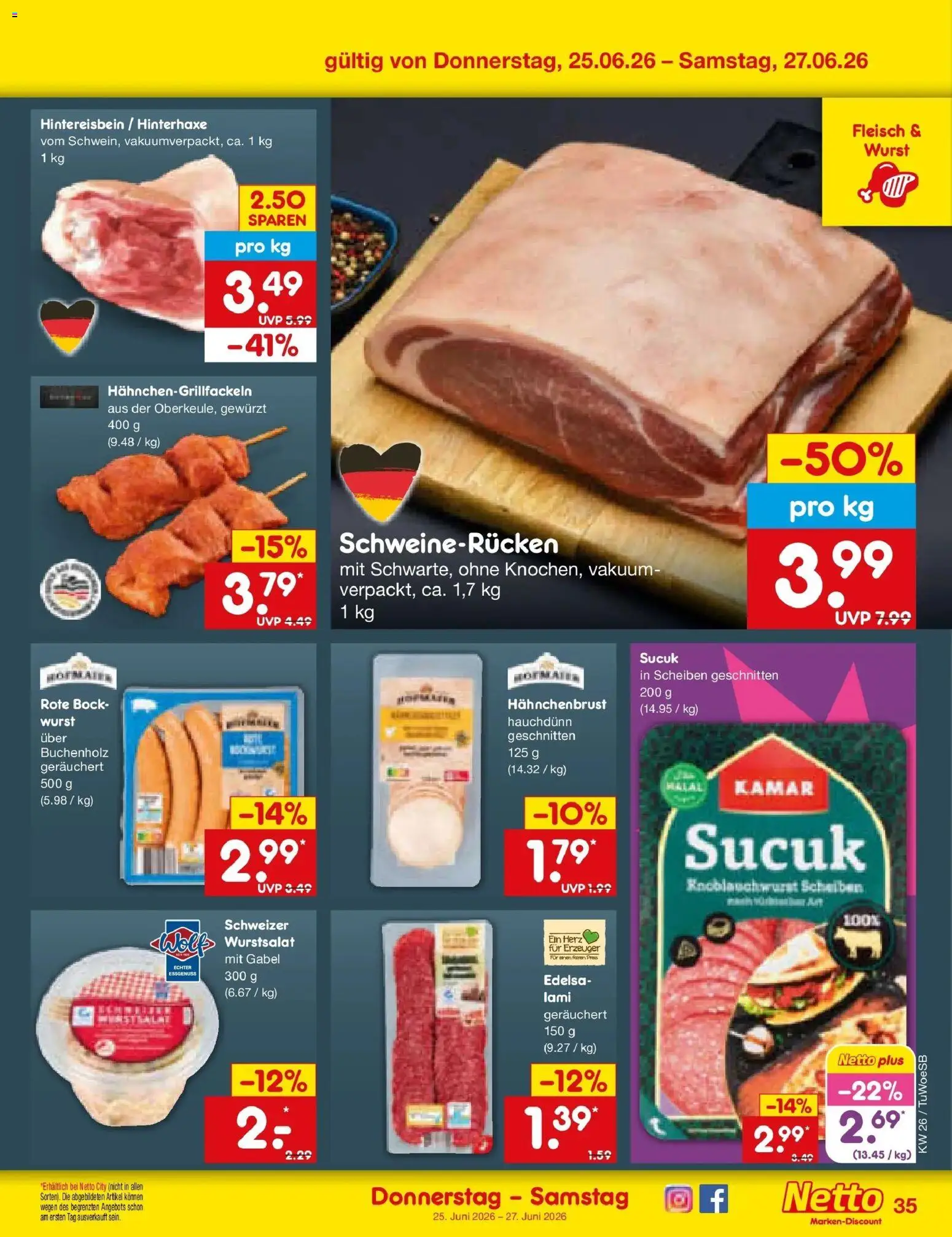 Netto Marken-Discount Prospekt Katzweiler – gültig ab 21.06.2026 | Seite: 47 | Produkte: Wurst, Schweinerucken, Fleisch, Hahnchenbrust