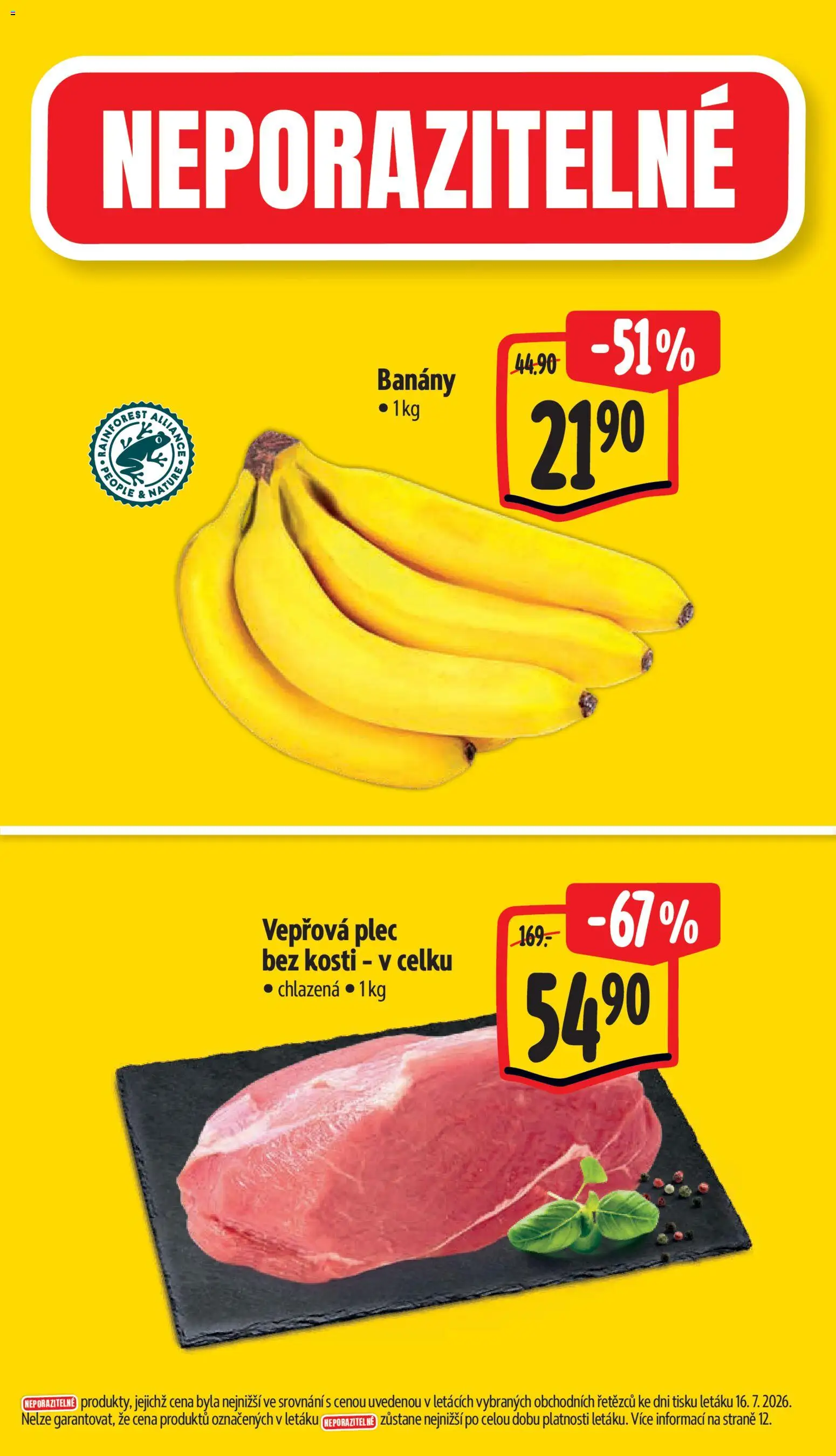 Albert leták - Supermarket od 22.07.2026 | Strana: 2 | Produkty: Plec bez kosti, Banány, Vepřová plec