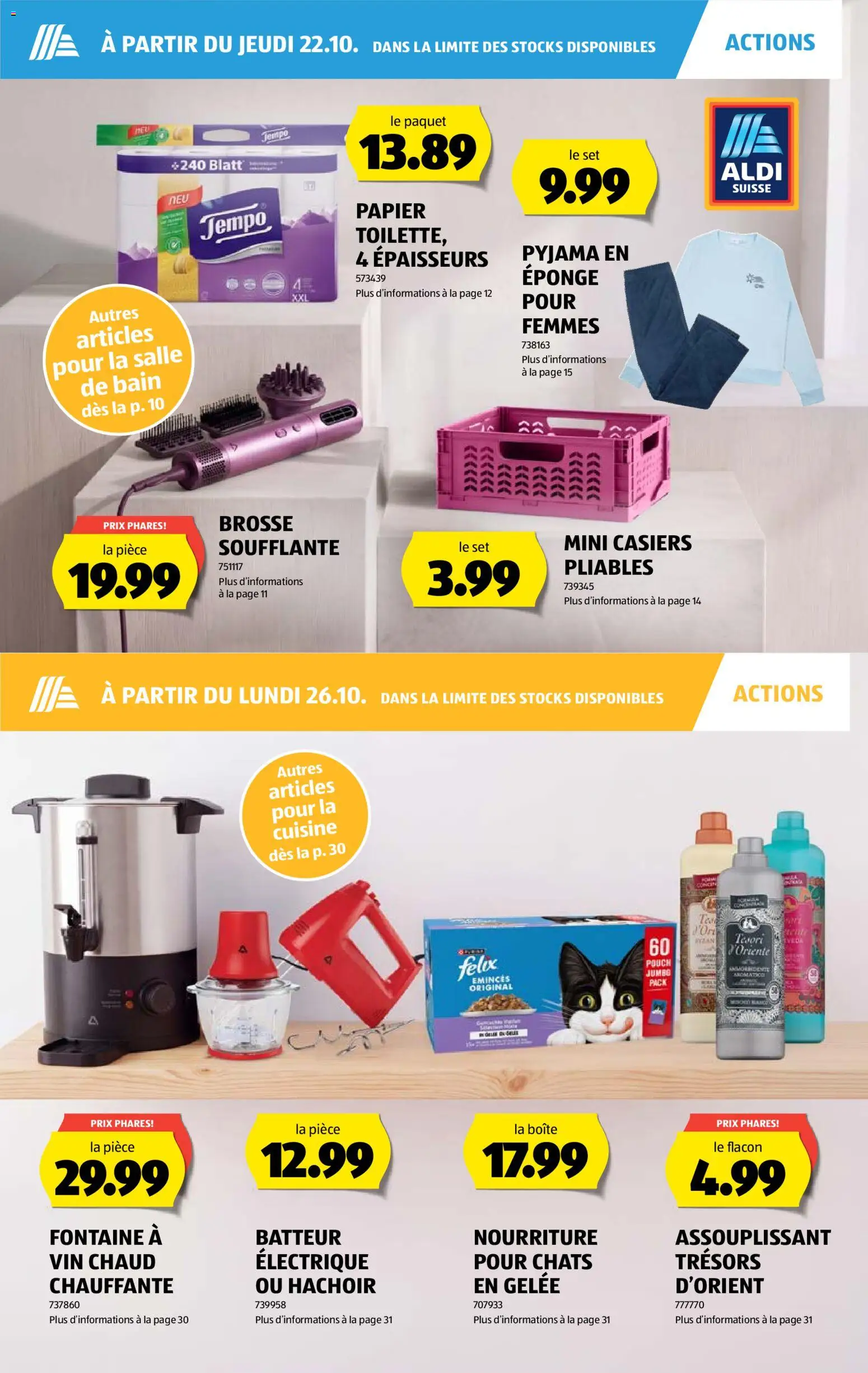 Aldi aktionen FR – gültig ab 22.10.2026 | Seite: 32 | Produkte: Toilette, Pyjama, Mixer