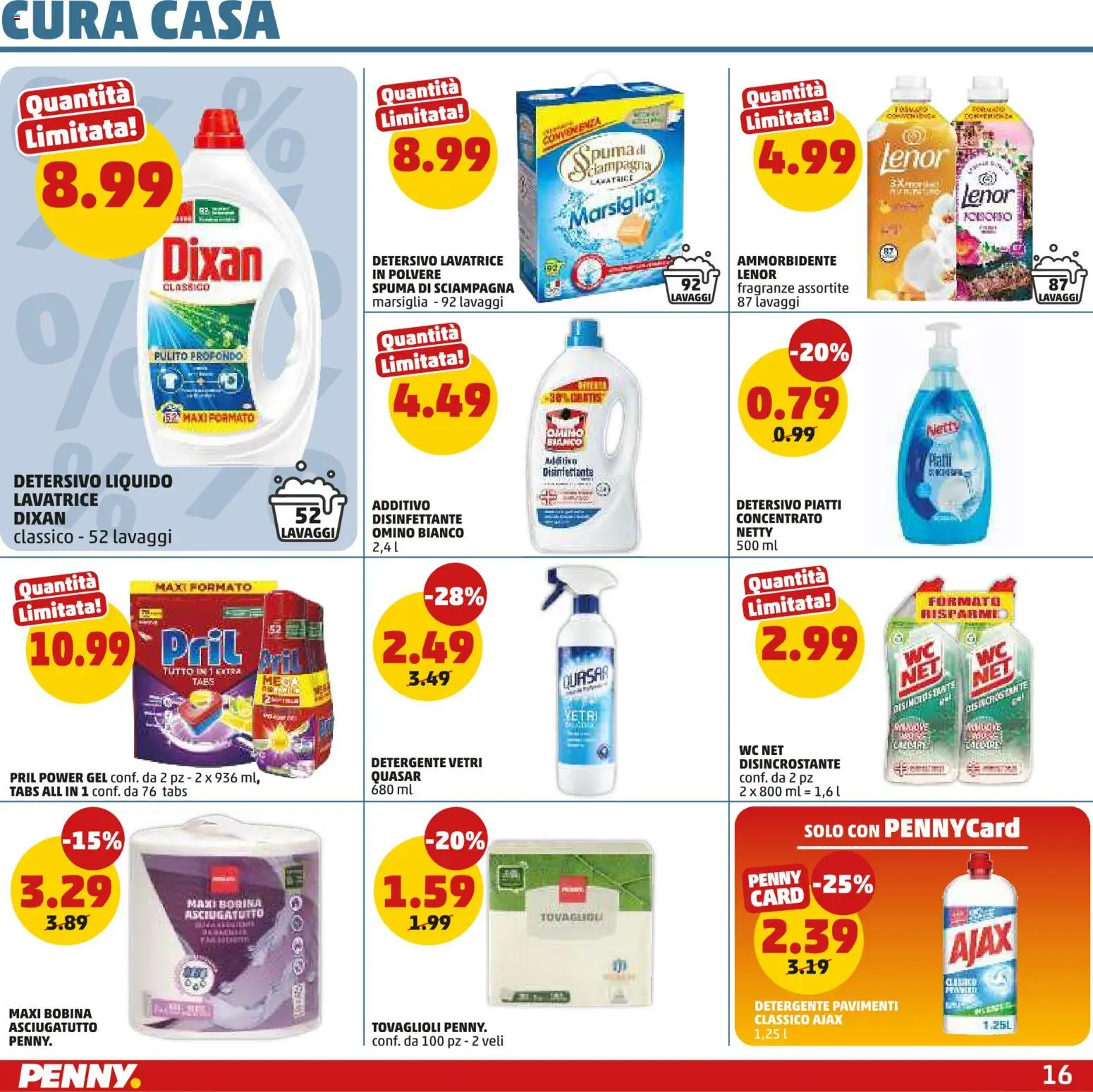Volantino PENNY del 18.06.2026 | Pagina: 16 | Prodotti: Ammorbidente, Detergente, Asciugatutto, WC