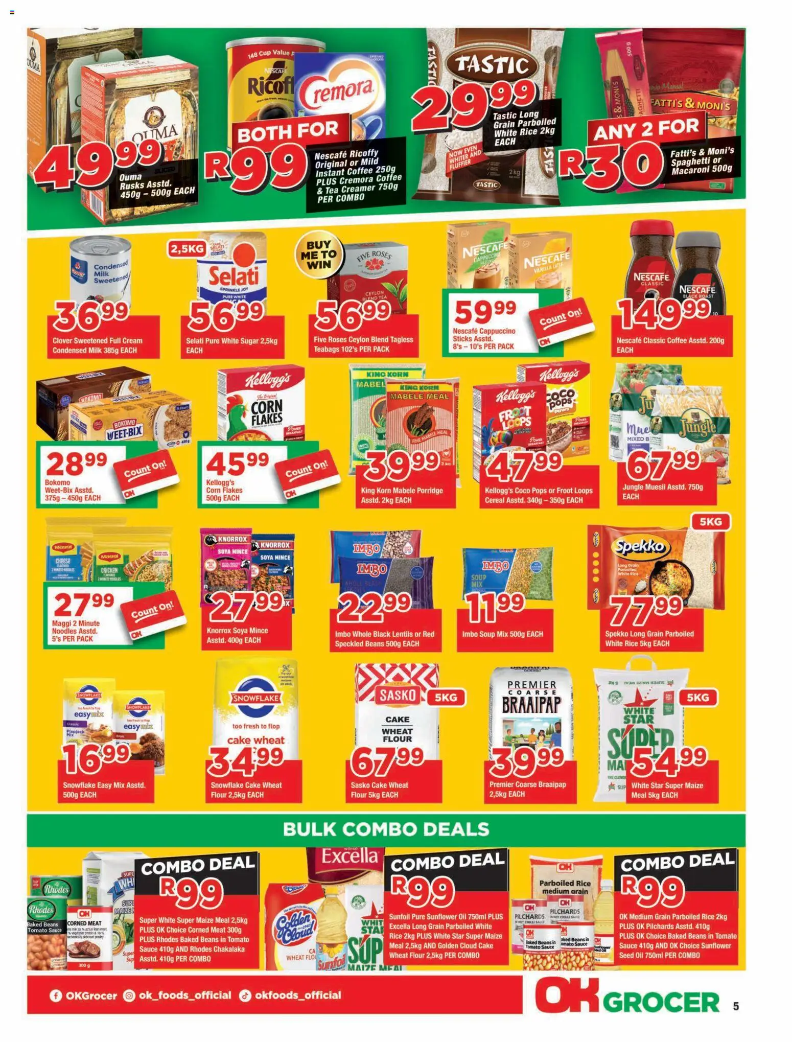 New OK Foods catalogue – valid from 25/08/2026 | Page: 5 | Products: Pilchards, Soya mince, Sauce, Sugar
