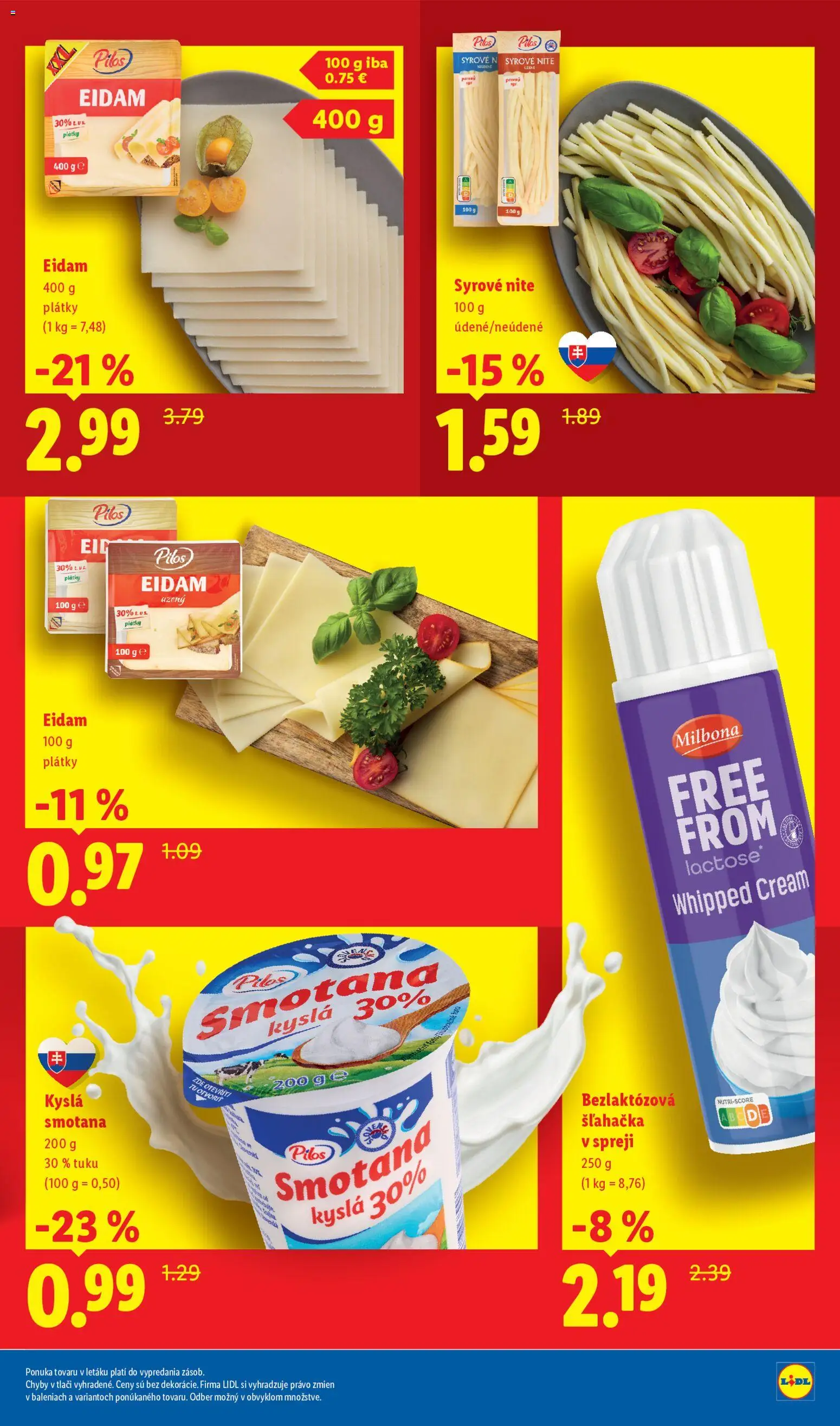 Nové Lidl akcie – leták je platný od 02.02.2026 | Strana: 7 | Produkty: Smotana, Eidam, Šľahačka