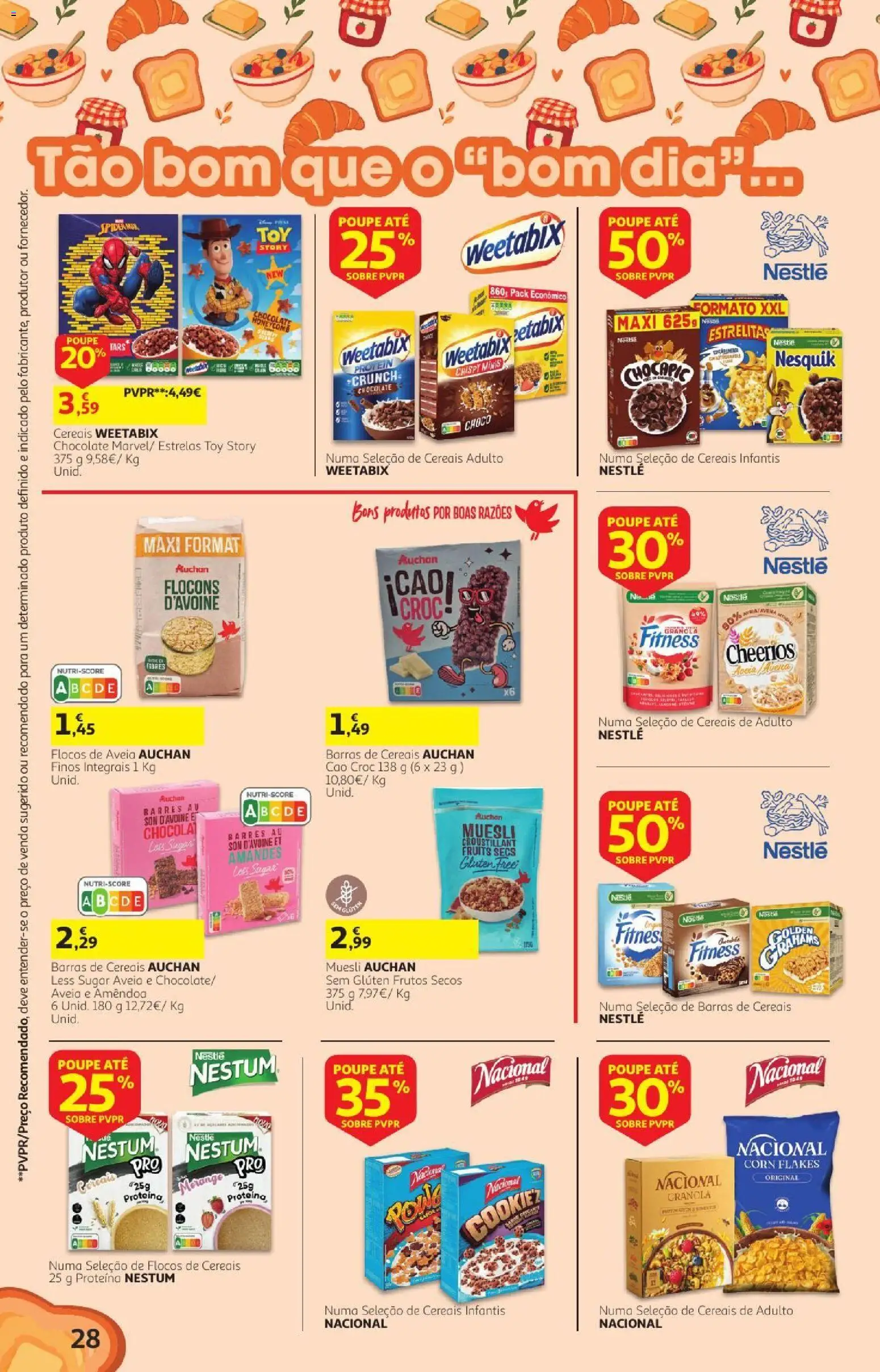 Auchan folheto Preços redondos │ válido de 07/10/2026 | Página: 28 | Produtos: Barras de cereais, Flocos de aveia, Flocos, Proteina