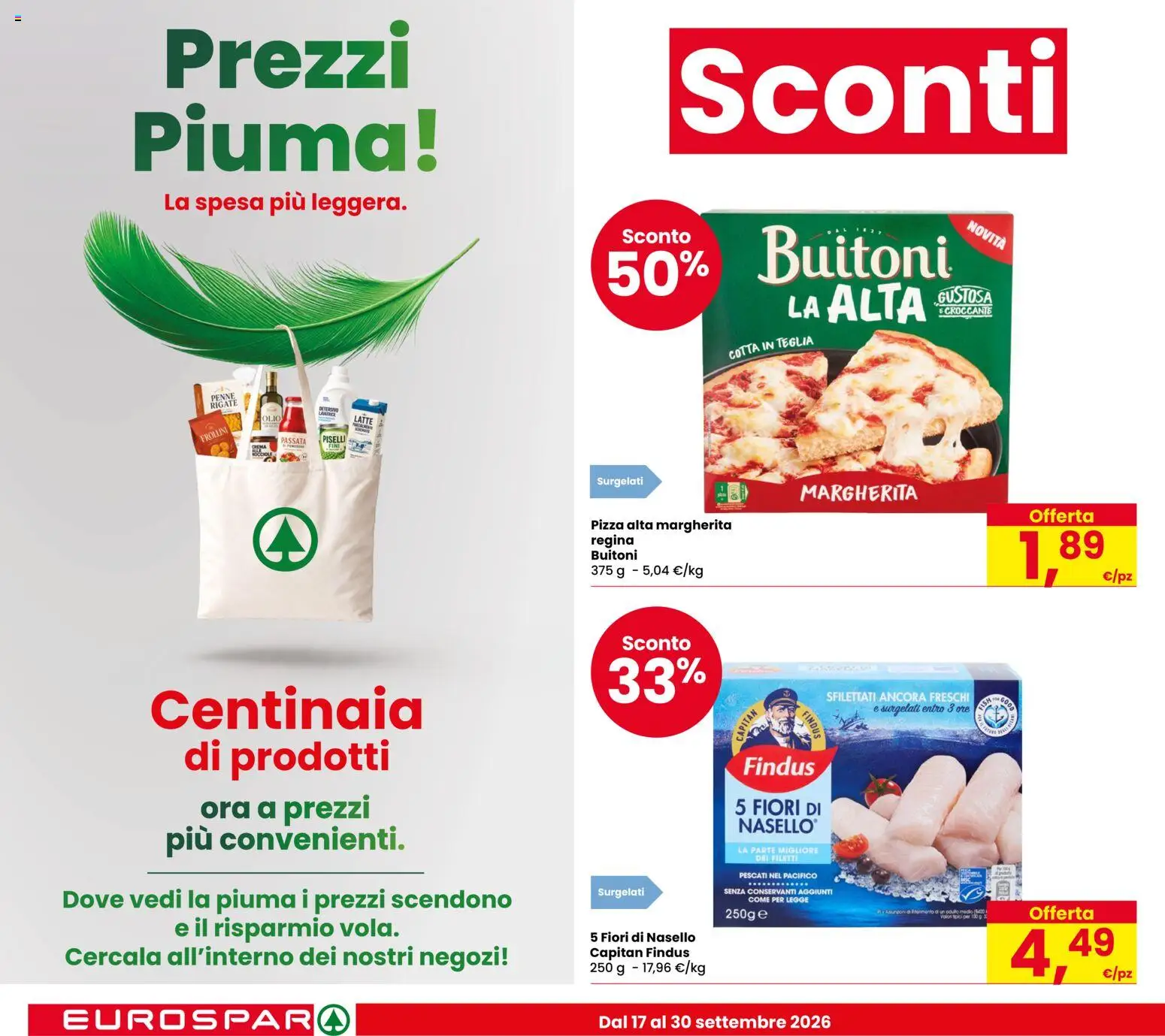 Volantino Eurospar del 17/09/2026 | Pagina: 4 | Prodotti: Crema, Fiori, Frollini, Penne