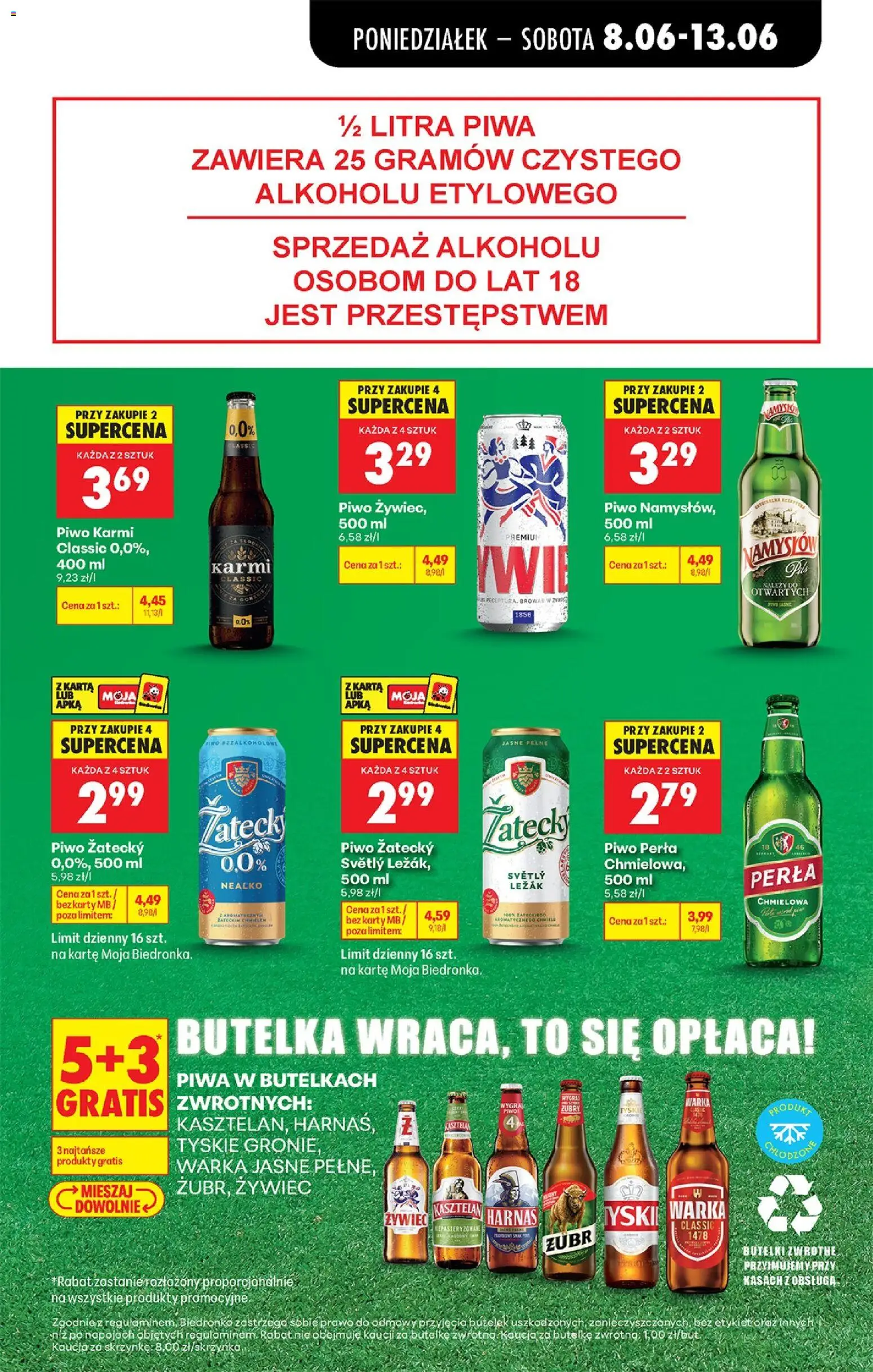 Biedronka gazetka od poniedziałku od 08.06.2026 | Strona: 27 | Produkty: Leżak, Tyskie, Harnaś, Piwo