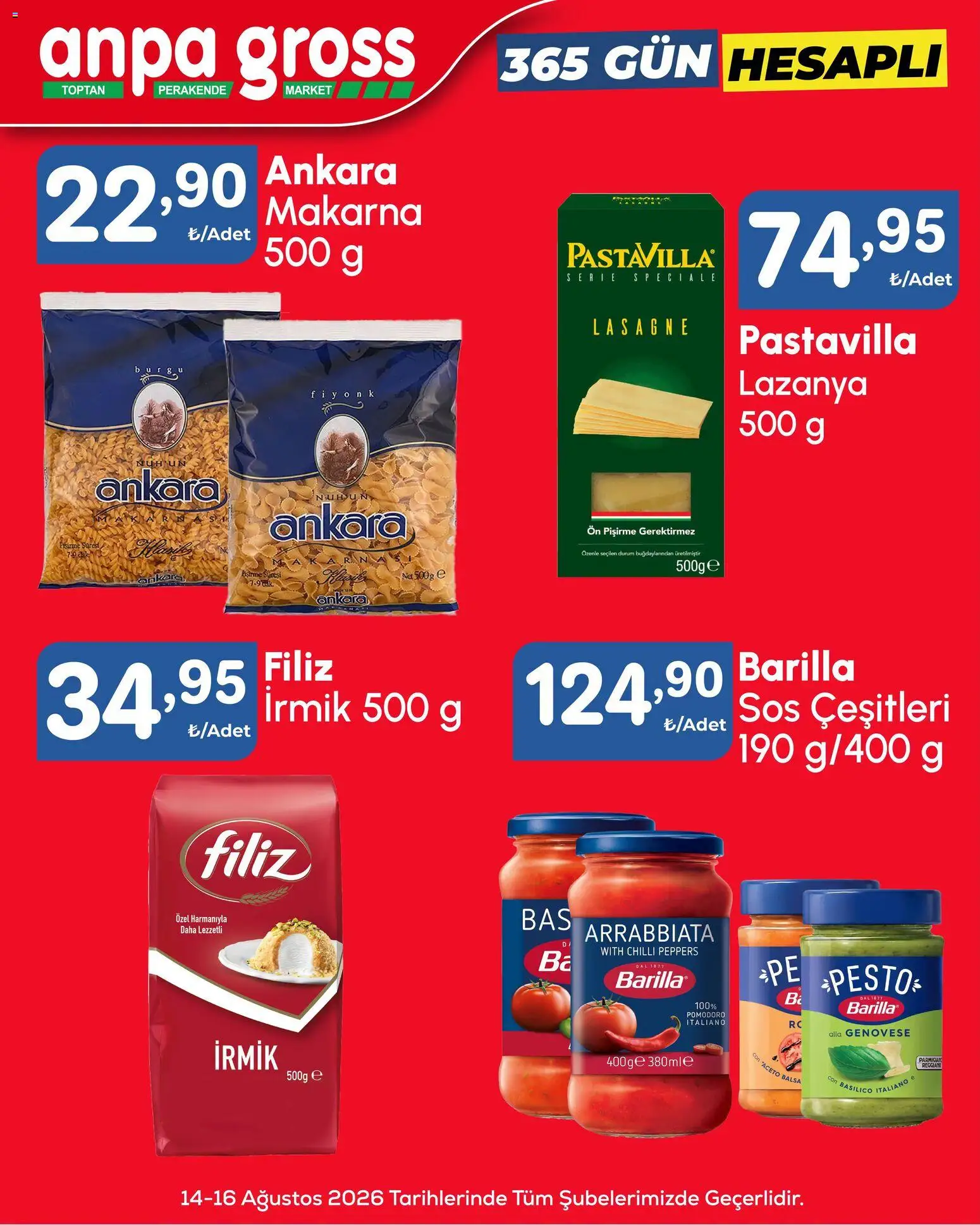 Anpa Gross - Hafta sonu fırsatları - 14 Ağustos 2026 tarihinden itibaren geçerlidir | Sayfa: 11 | Ürünler: Pesto, Makarna, Sos