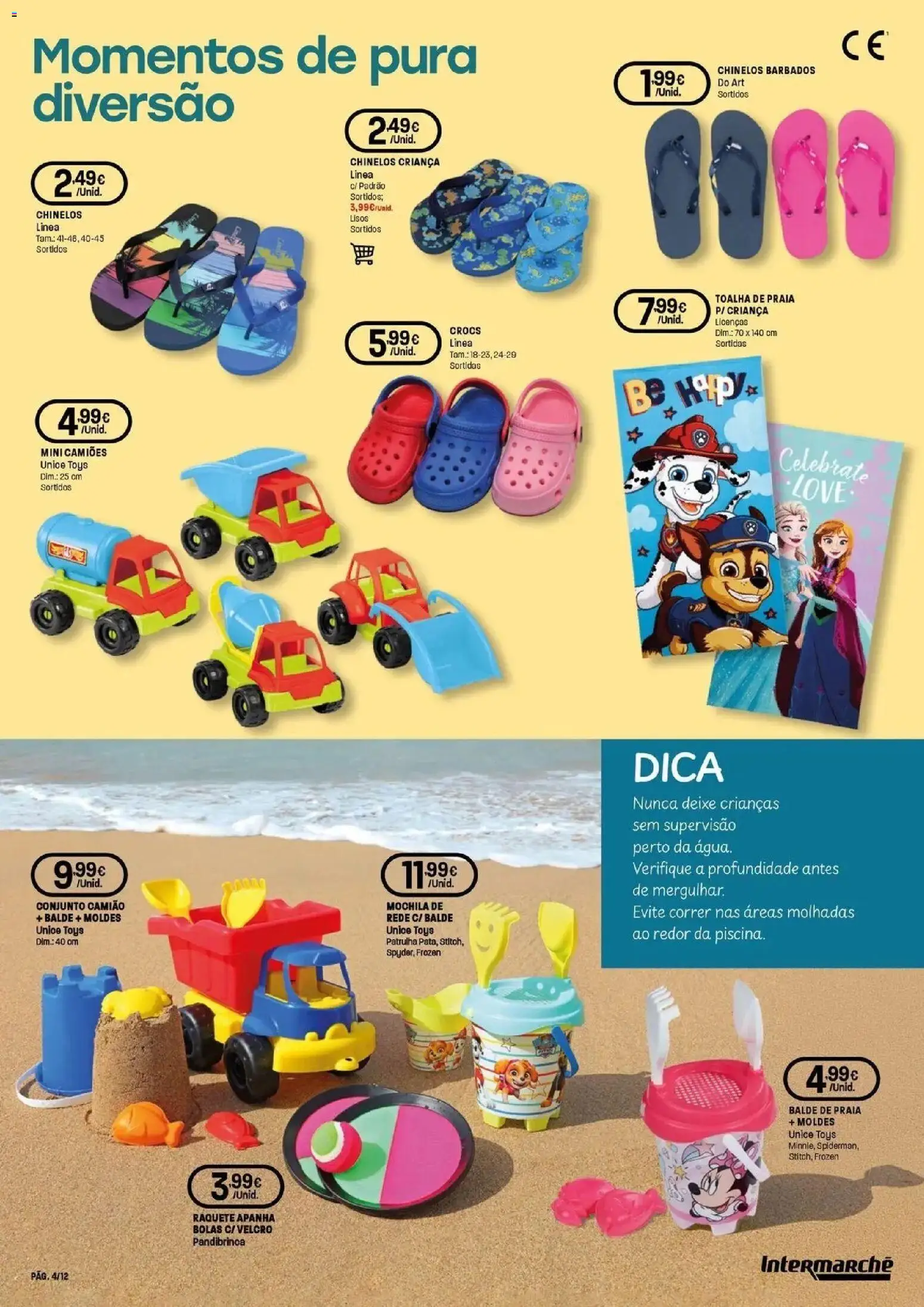 Intermarché O melhor no verão │ válido de 18/06/2026 | Página: 4 | Produtos: Chinelos, Mochila, Balde, Raquete