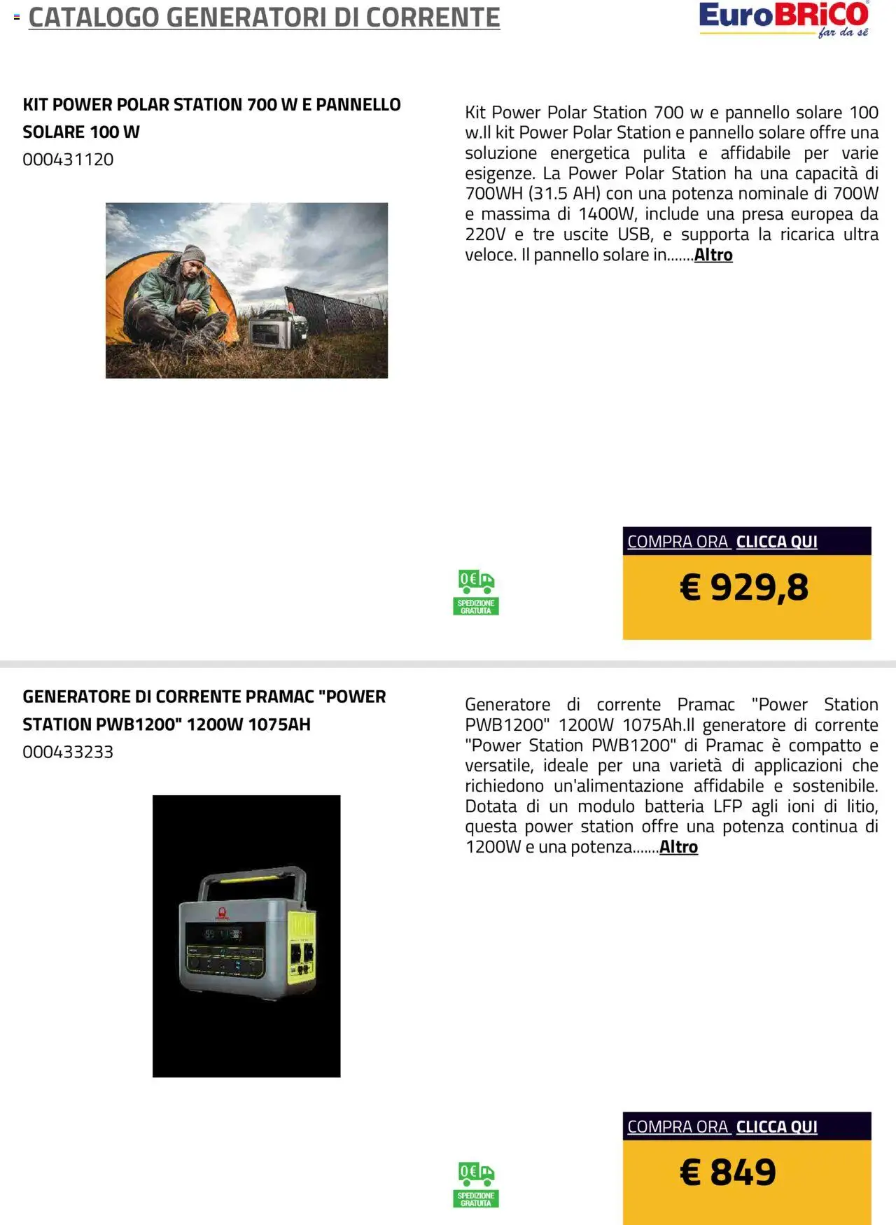 Volantino Eurobrico del 23.07.2025 | Pagina: 23 | Prodotti: Generatore, Presa, Batteria