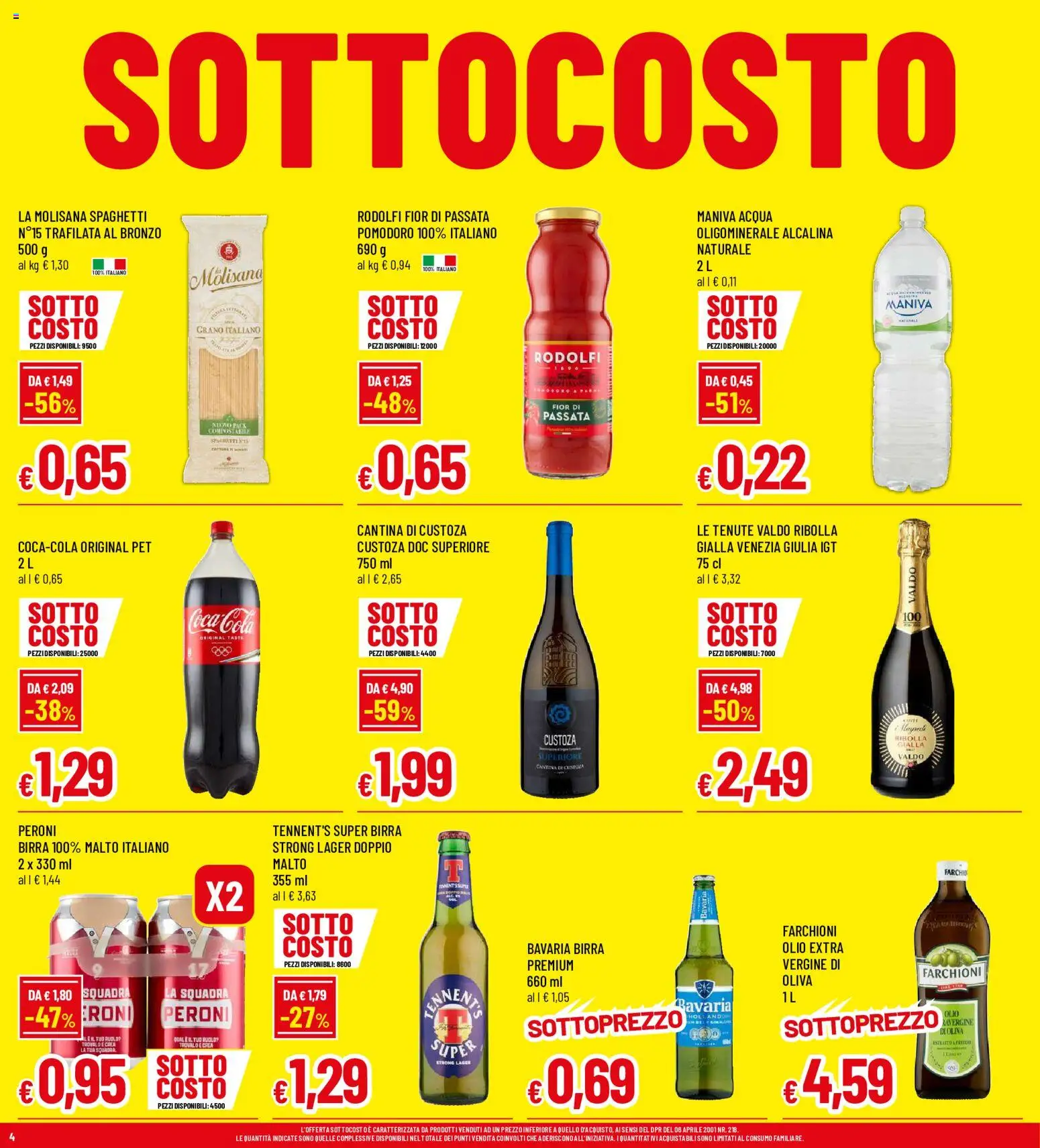 Volantino Famila del 29/10/2026 | Pagina: 4 | Prodotti: Tennent's Super, La Molisana, Spaghetti, Coca Cola