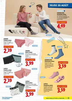 LIDL - Prévisualisation de ESMARA, Boxers enfant, Du 8 à 14 ans, selon modèle, Ex. 95 % coton et 5 % élasthanne, (LYCRA®), Le lot au choix. valide à partir de 13/08/2026 | Page: 25 | Produits: Coton