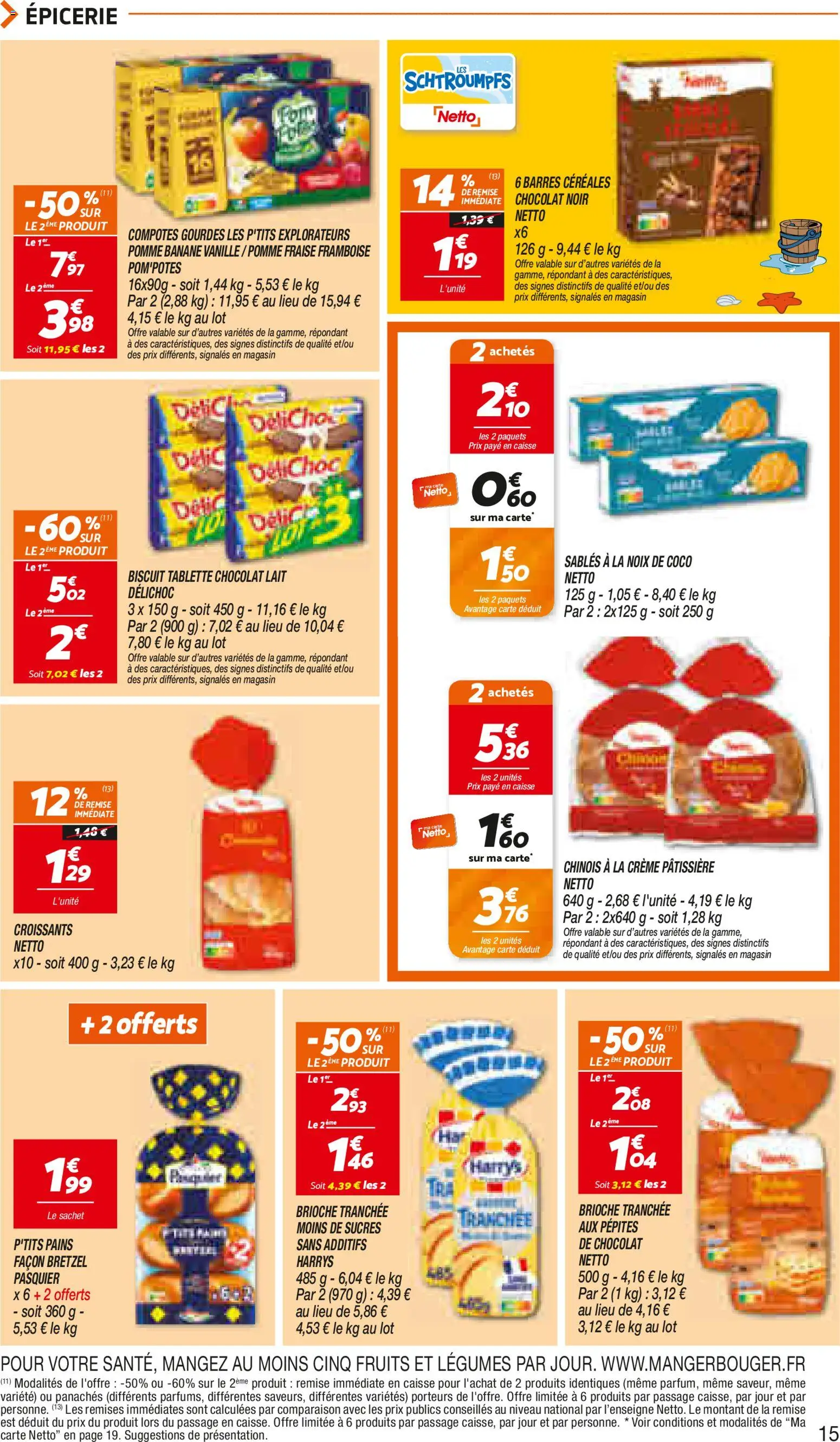 {H1} | Page: 15 | Produits: Pomme, Chinois à la crème, Brioche, Céréales