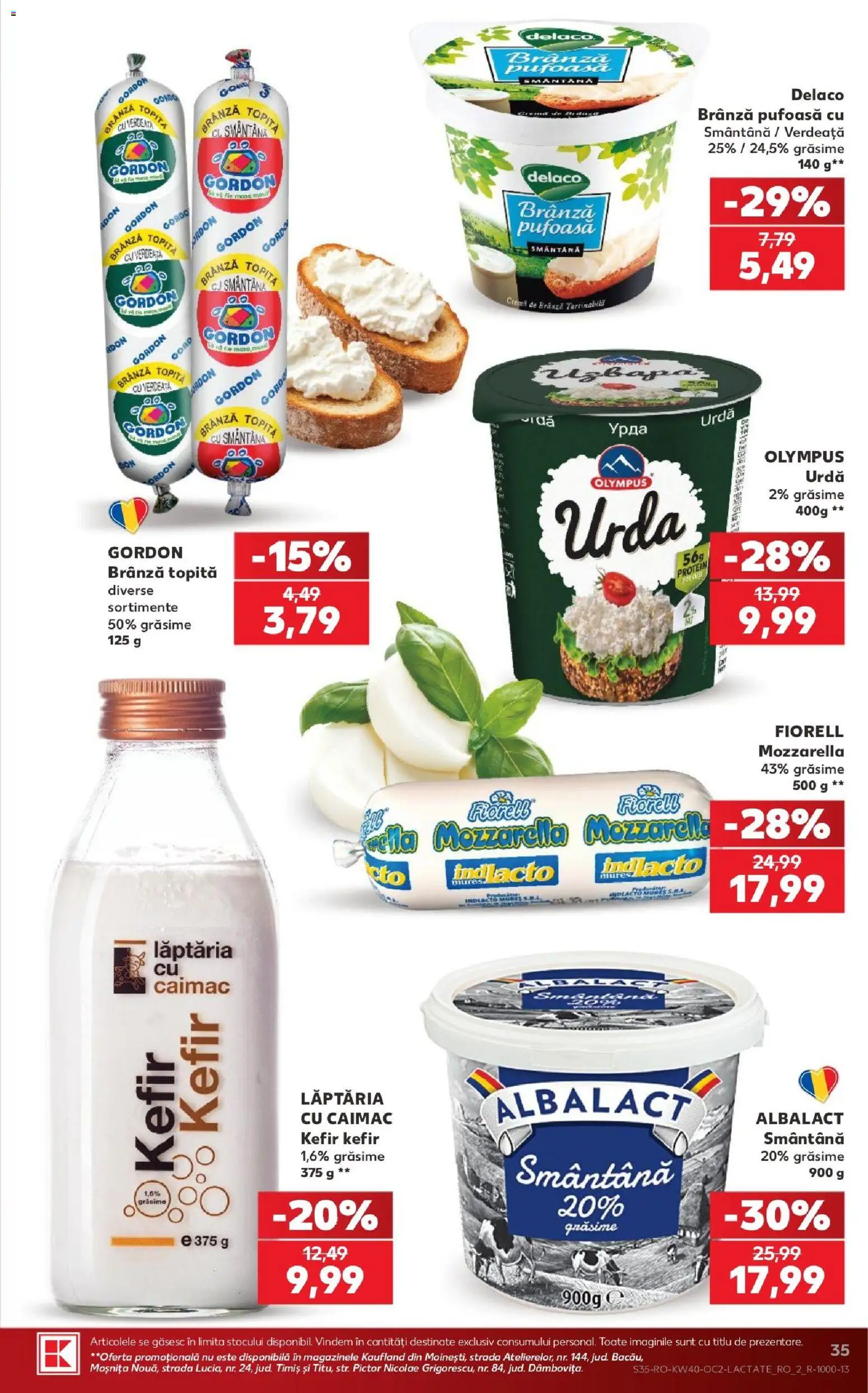 Kaufland RO akciós ujság - amely érvényes a következő dátumtól: 2026.09.30. | Oldal: 35 | Termékek: Mozzarella, Kefir, Protein