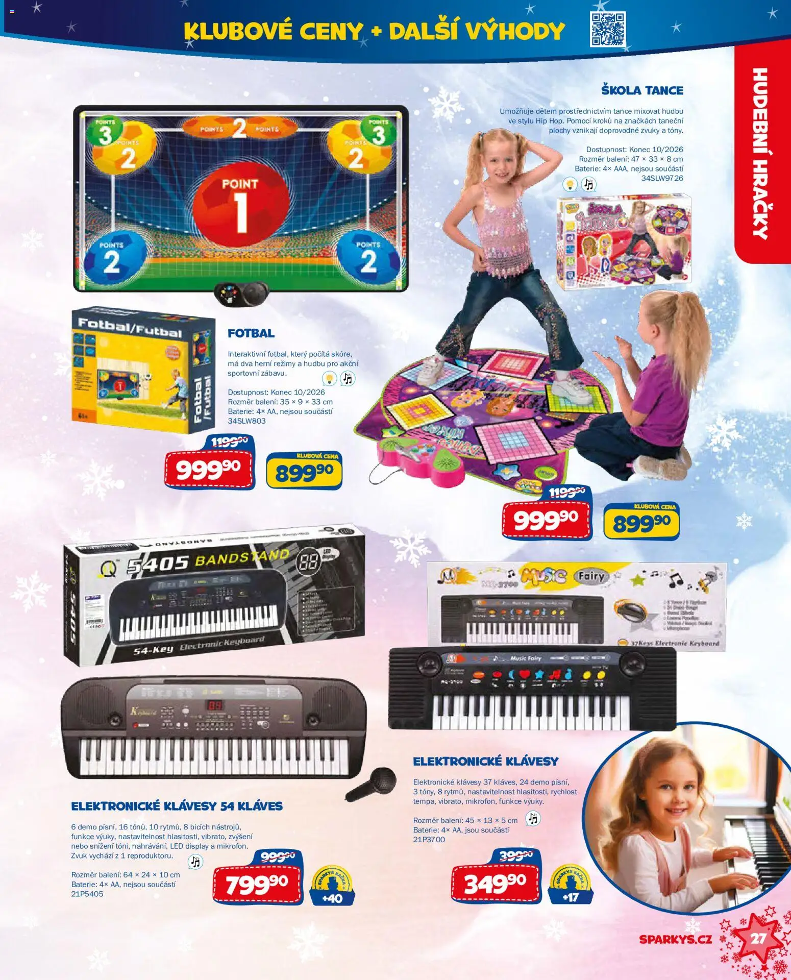 Sparkys katalog Vánoce 2026 od 01.10.2026 | Strana: 27 | Produkty: Keyboard, Klávesy, Baterie, LED