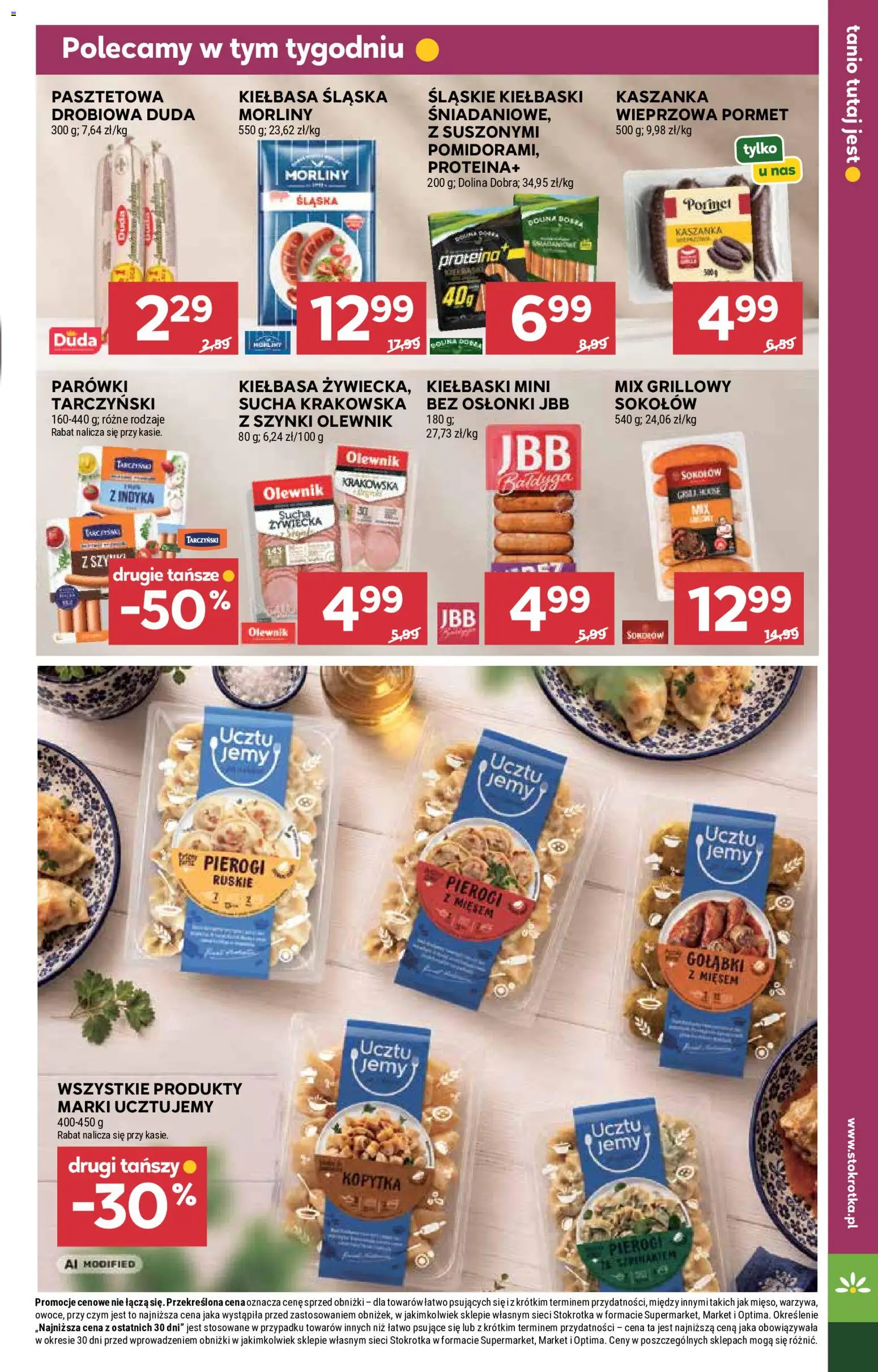Stokrotka gazetka od 13.08.2026 | Strona: 15 | Produkty: Kiełbasa, Pierogi, Kaszanka, Kopytka