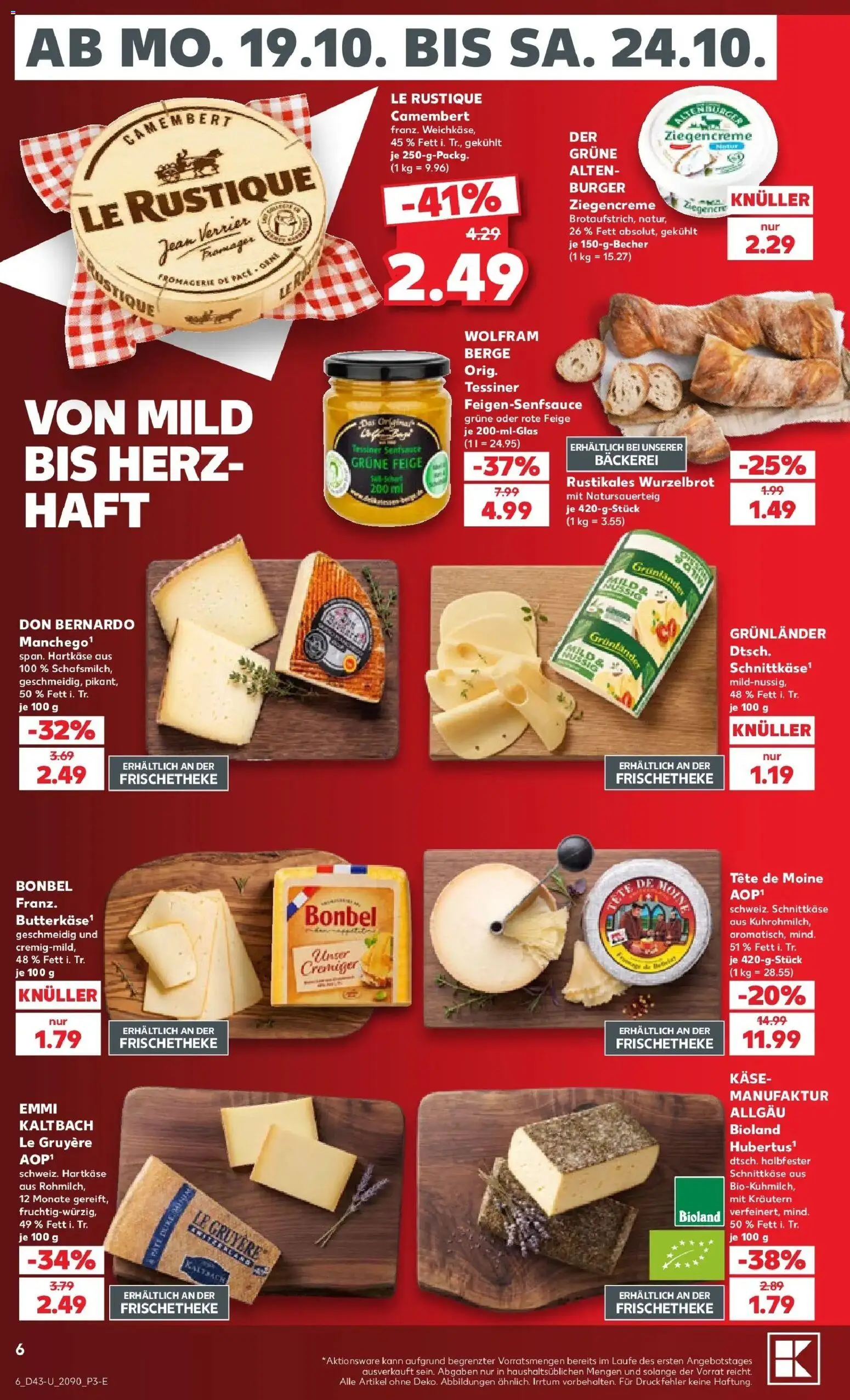 Prospekt Kaufland ab 19.10.2026 » Angebote Online zum Blättern | Seite: 82 | Produkte: Bäckerei, Burger, Camembert, Grunlander