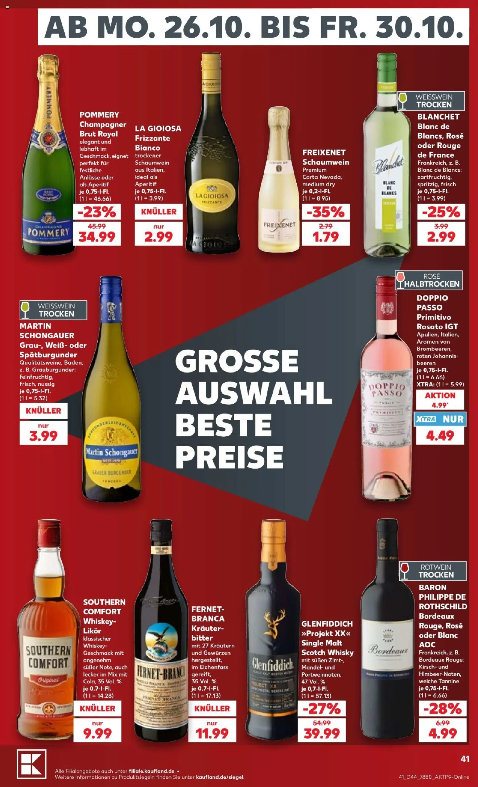 Kaufland Prospekt Kiel – gültig ab 25.10.2026 | Seite: 41 | Produkte: Likör, Weißwein trocken, Fernet, Whiskey