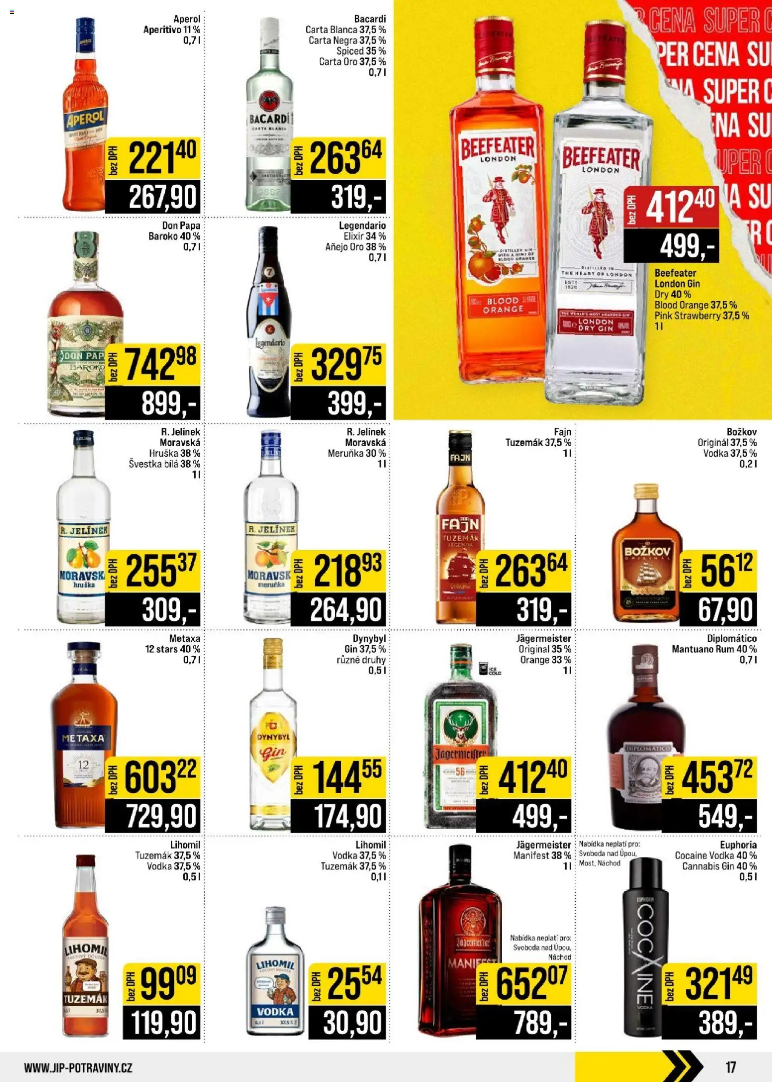 Jip leták - Cash & Carry od 23.09.2026 | Strana: 17 | Produkty: Metaxa, Aperol, Legendario, Don papa