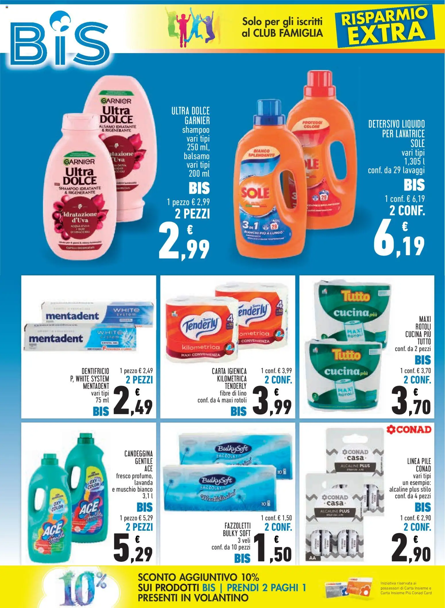 Volantino Conad del 08/10/2026 | Pagina: 6 | Prodotti: Pile, Detergente, Fazzoletti, Lavatrice