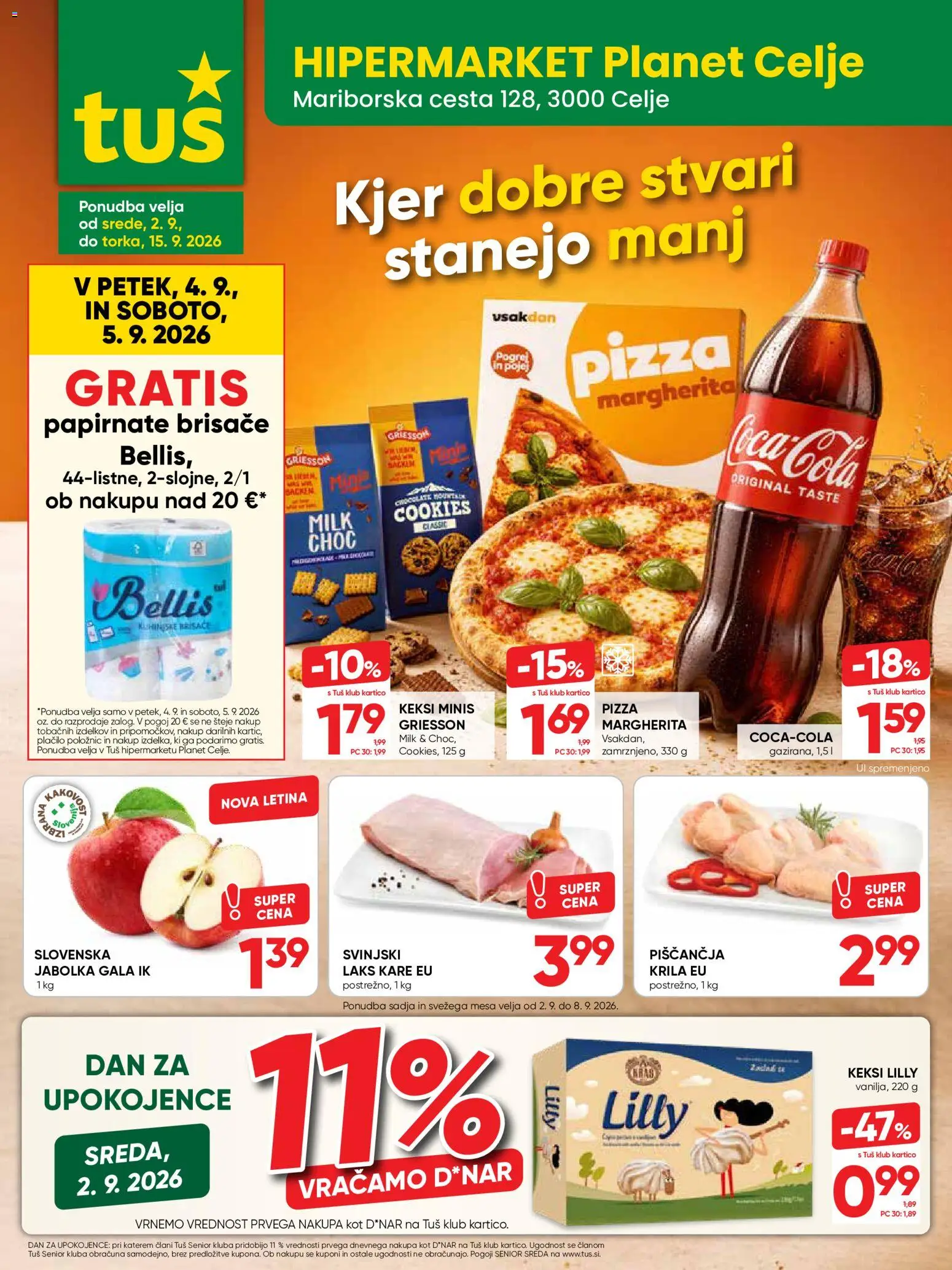 Novi Tuš katalog ponudbe – veljaven od 02.09.2026 | Stran: 21 | Izdelki: Keksi, Papirnate brisače, Jabolka