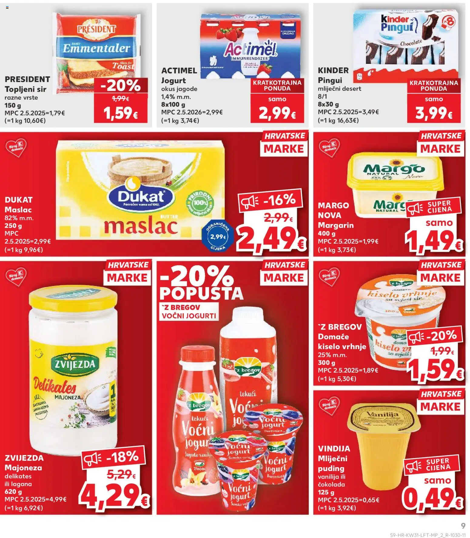Kaufland katalog | vrijedi od 29.07.2026 | Stranica: 9 | Proizvodi: Jogurt, Toast, Puding, Margarin