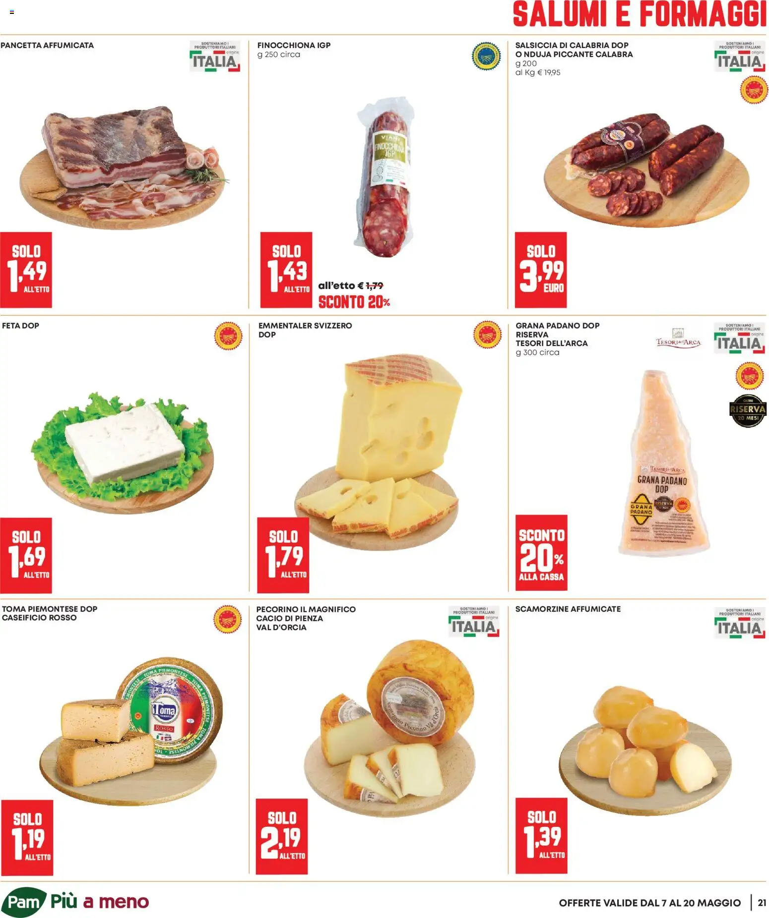 Volantino Panorama del 07.05.2026 | Pagina: 21 | Prodotti: Pancetta, Salsiccia, Grana Padano, Pecorino