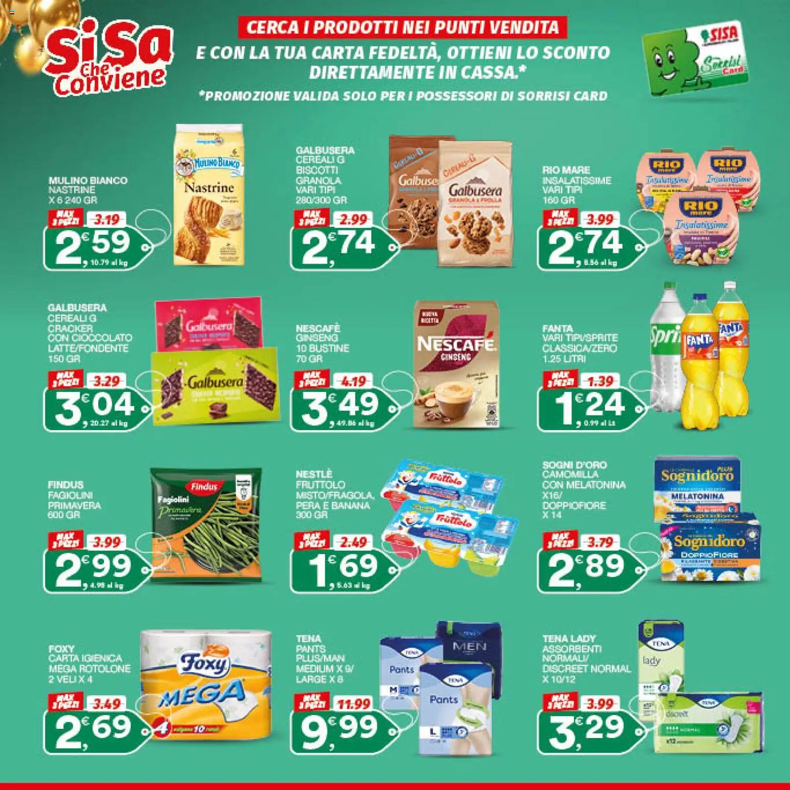 Volantino SISA del 24/09/2026 | Pagina: 29 | Prodotti: Carta igienica, Cereali, Pera, Fagiolini