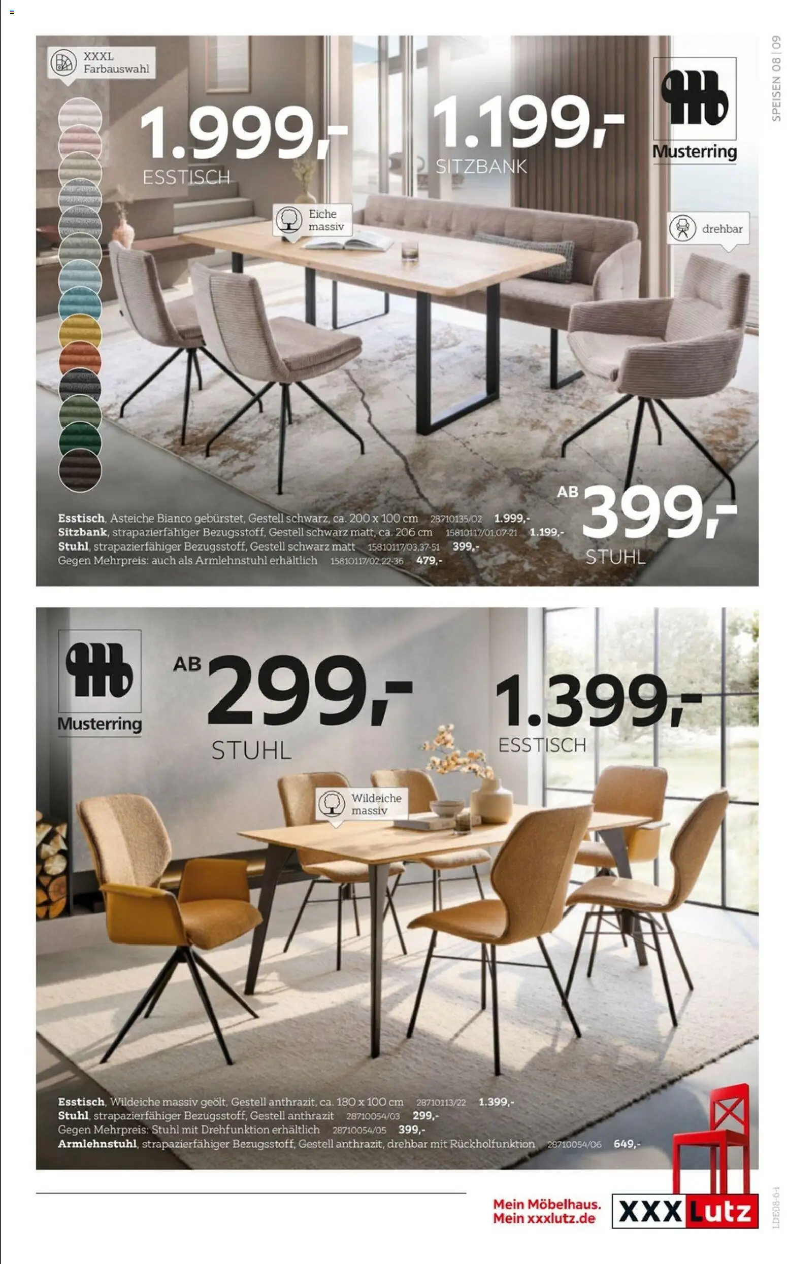 XXXLutz Zuhause beginnt hier – gültig ab 08.08.2026 | Seite: 9 | Produkte: Esstisch, Sitzbank, Stuhl