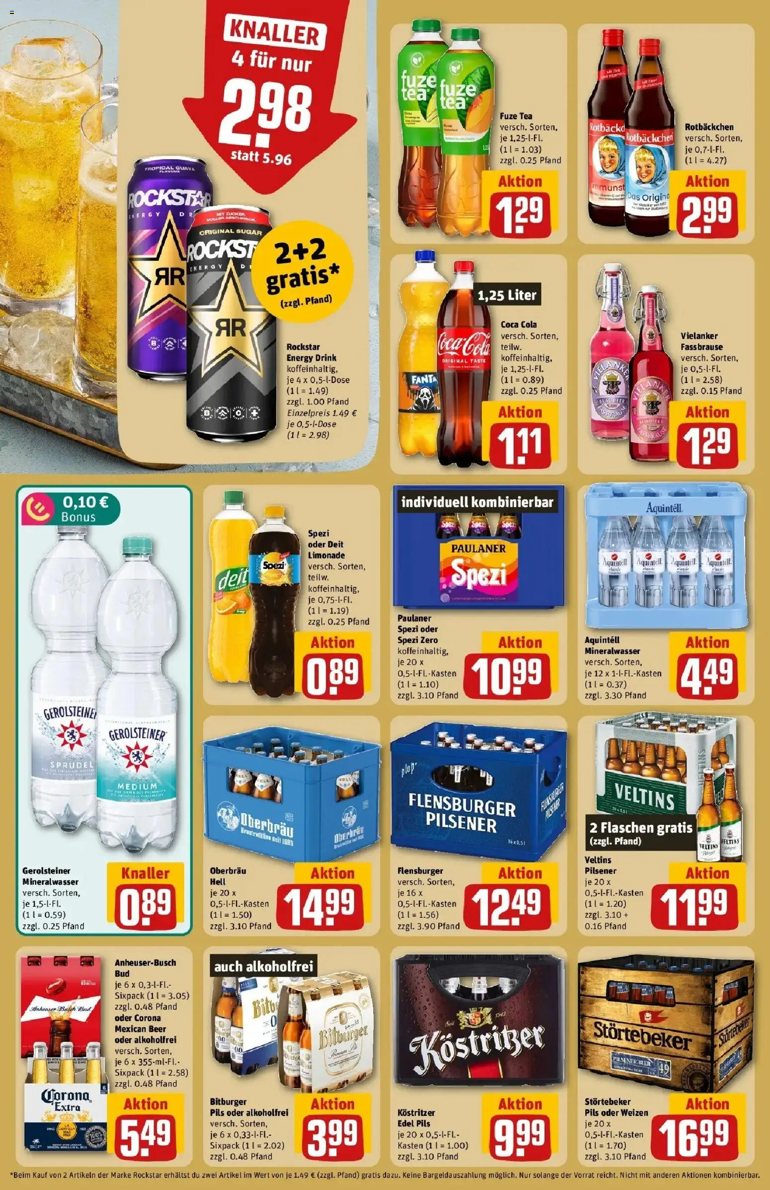 REWE Prospekt ab 07.09.2026 zum Blättern » Angebote | Seite: 22 | Produkte: Cola, Kostritzer, Rockstar, Mineralwasser
