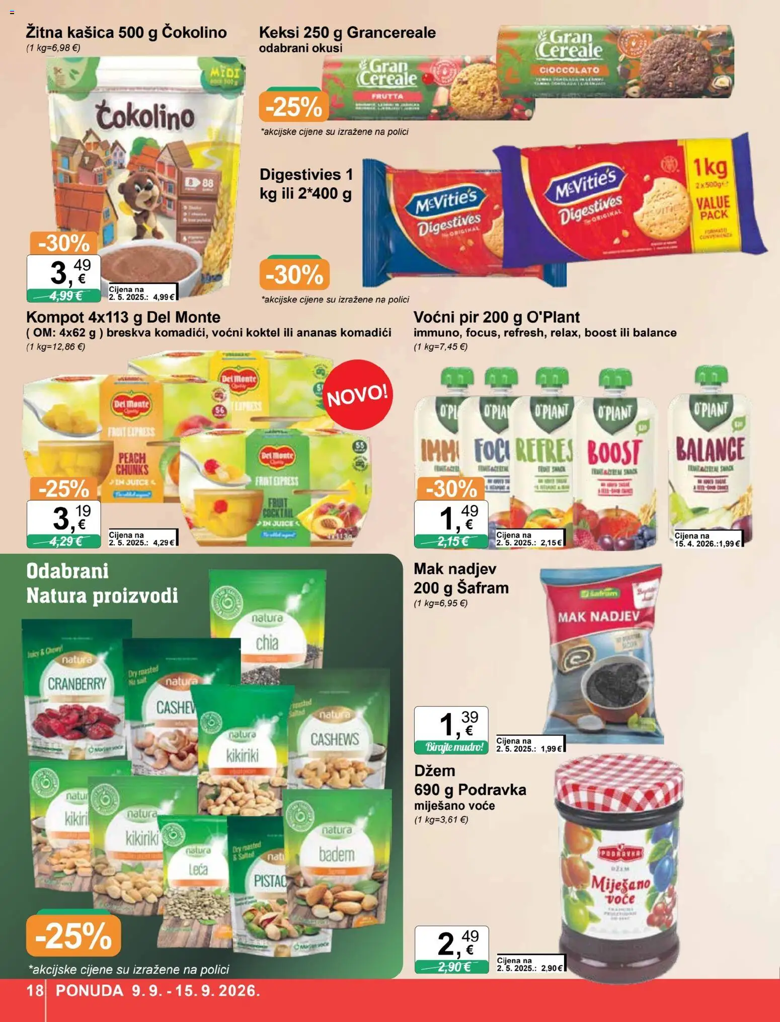 KTC katalog | vrijedi od 09.09.2026 | Stranica: 18 | Proizvodi: Džem, Badem, Kompot, Čokolino