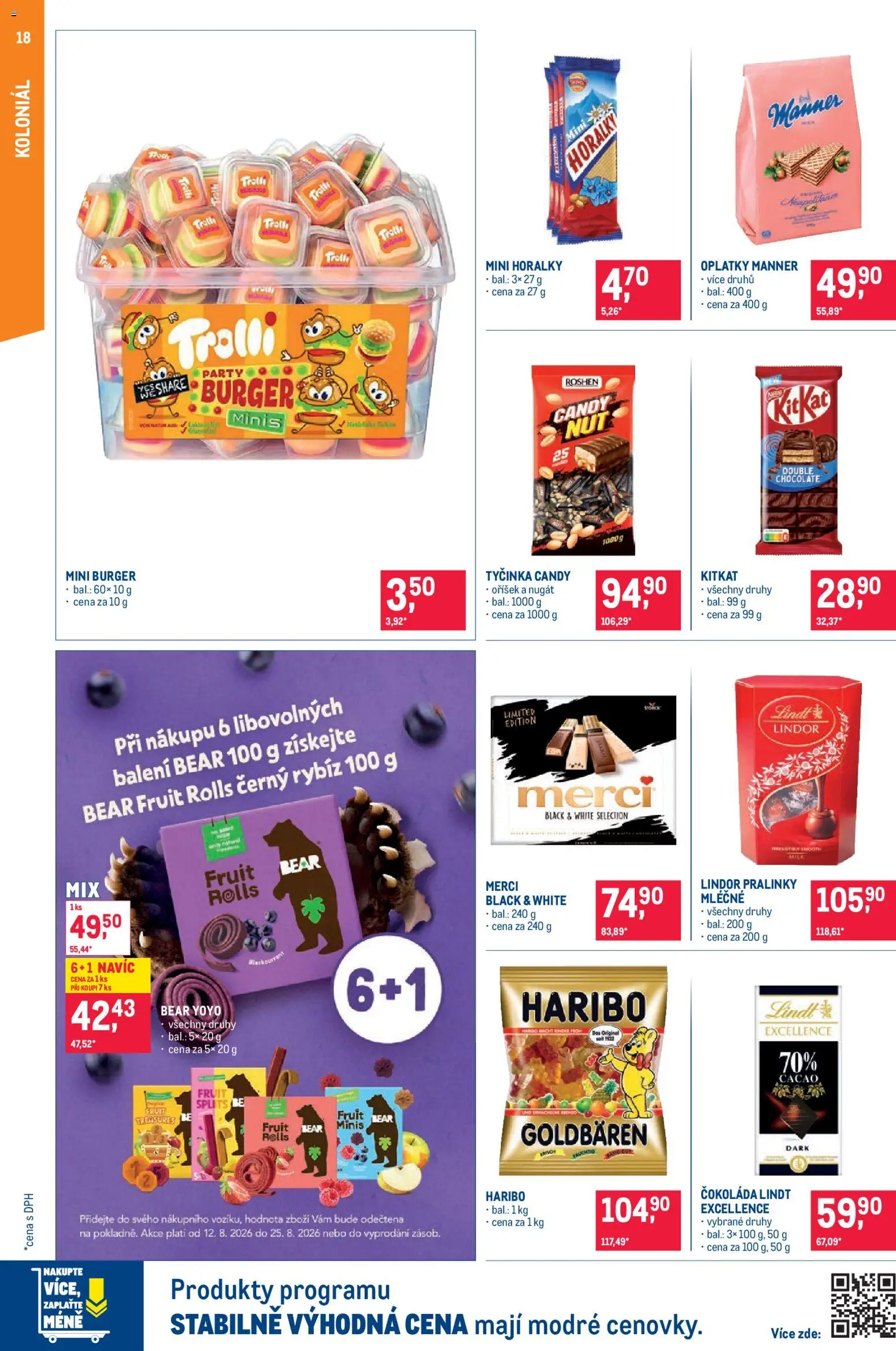 Makro leták - Pro milovníky jídla od 12.08.2026 | Strana: 18 | Produkty: Lindt, Čokoláda, Merci, Horalky