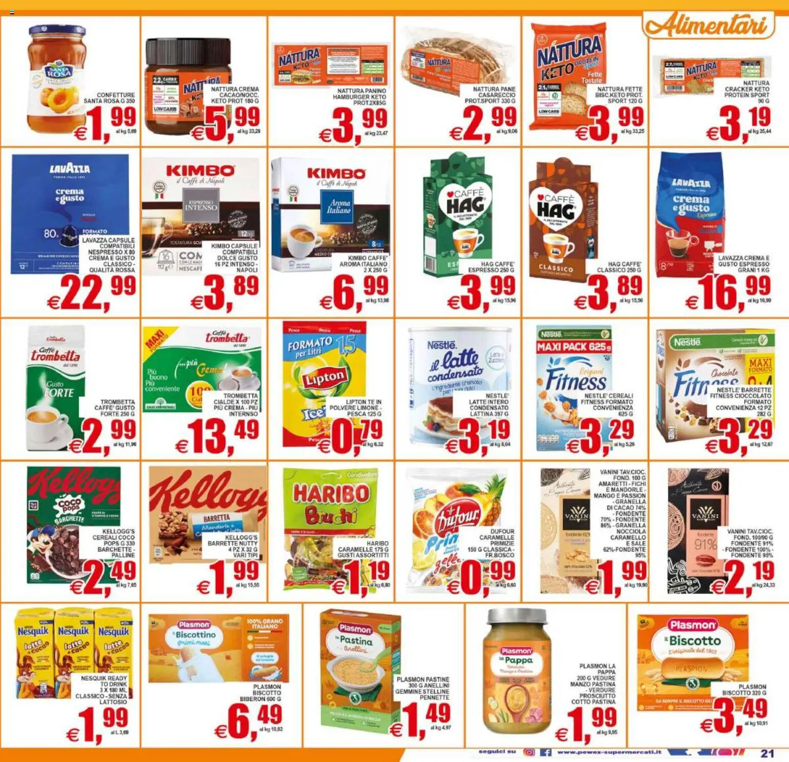 Volantino Pewex del 19/06/2026 | Pagina: 21 | Prodotti: Verdure, Biberon, Lavazza, Hamburger