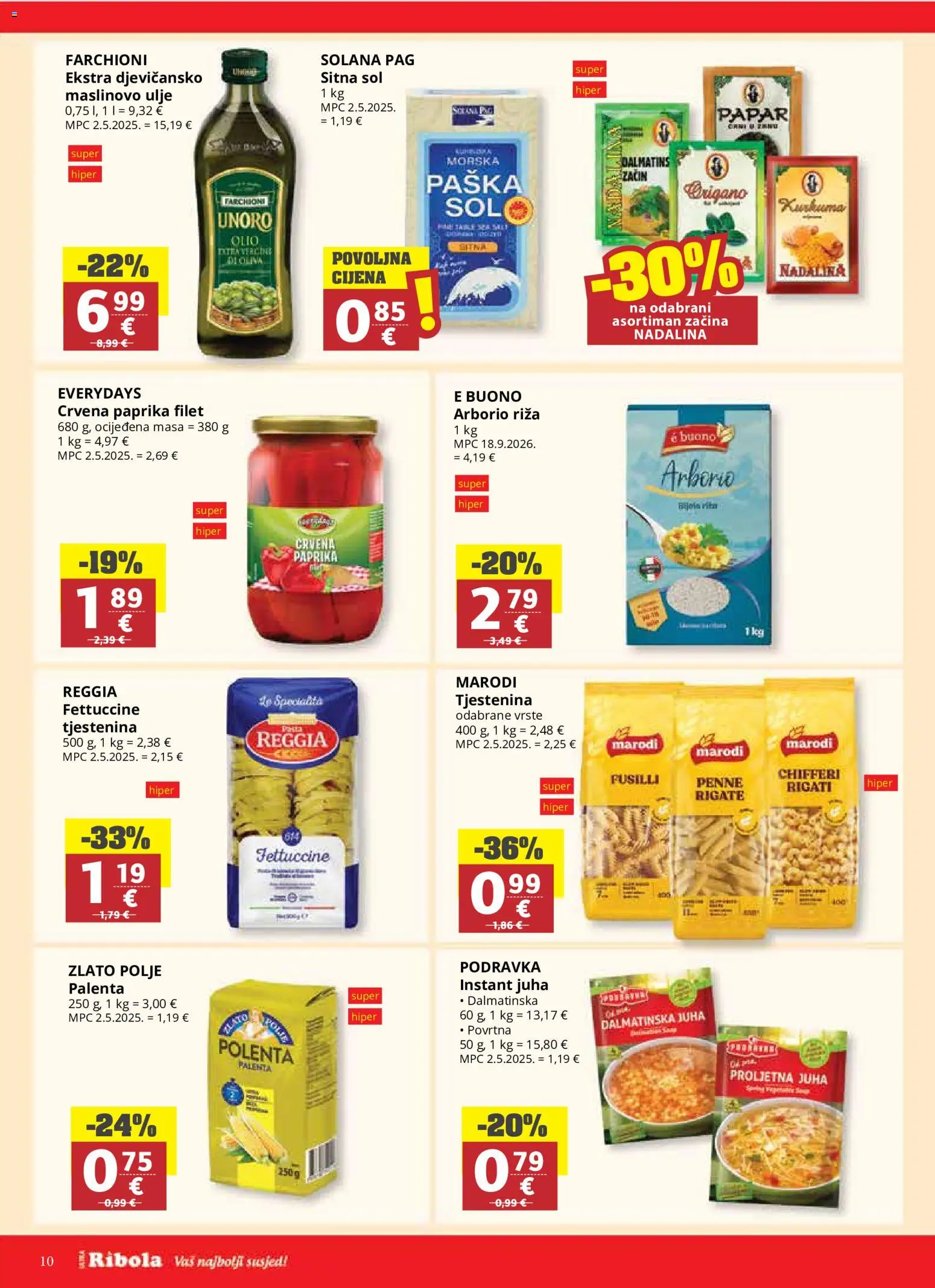 Ribola katalog | vrijedi od 14.10.2026 | Stranica: 10 | Proizvodi: Crvena paprika, Riža, Juha, Papar
