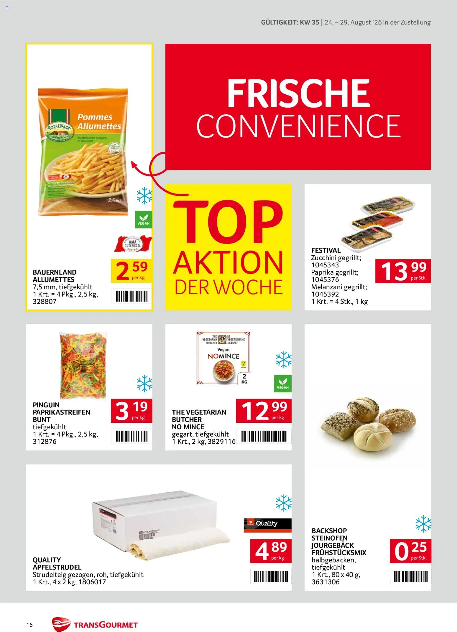 Transgourmet Zustellaktion gültig ab 24.08.2026 | Seite: 16 | Produkte: Zucchini