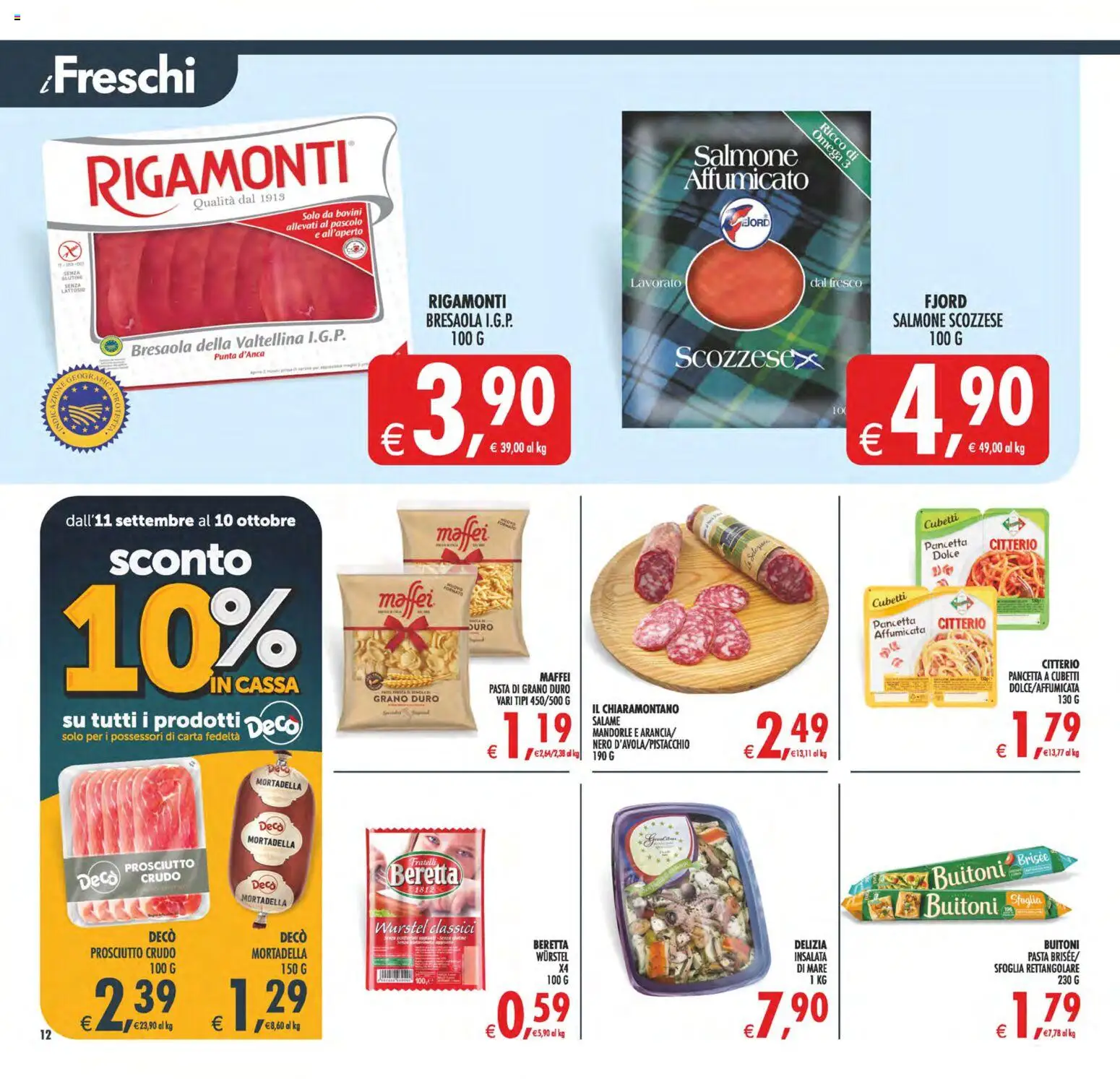 Volantino Decò del 22/09/2026 | Pagina: 12 | Prodotti: Senza glutine, Salmone, Mortadella, Omega 3