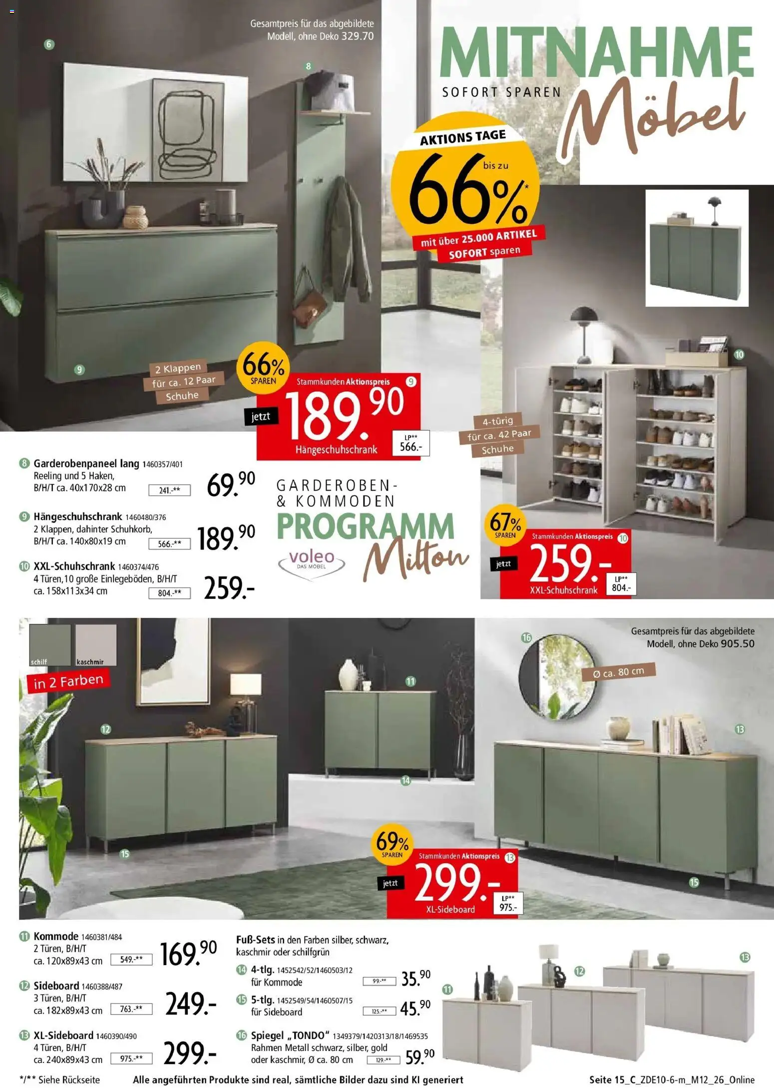 Zurbrüggen Mitnahme Möbel (ab 10.10.2026) zum Blättern | Seite: 15 | Produkte: Sideboard, Kommode, Spiegel, Bilder