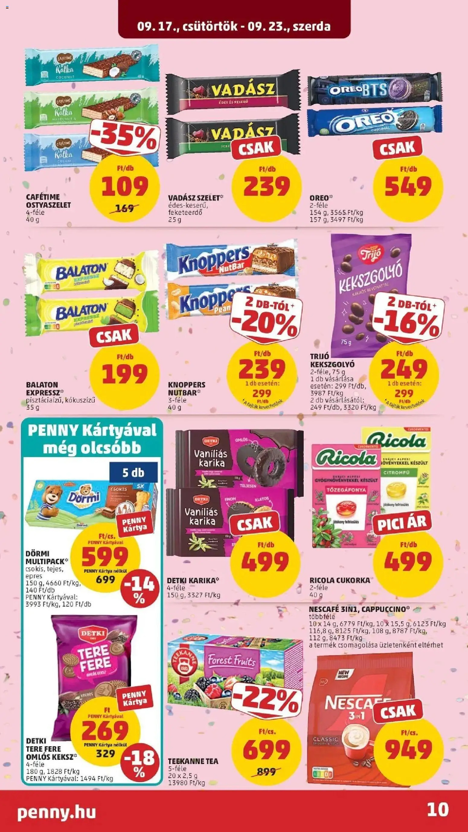 PENNY aktuális akciós újság: 2026.09.17.-tól lapozható | Oldal: 10 | Termékek: Nescafé, Ostyaszelet, Cukorka, Dörmi