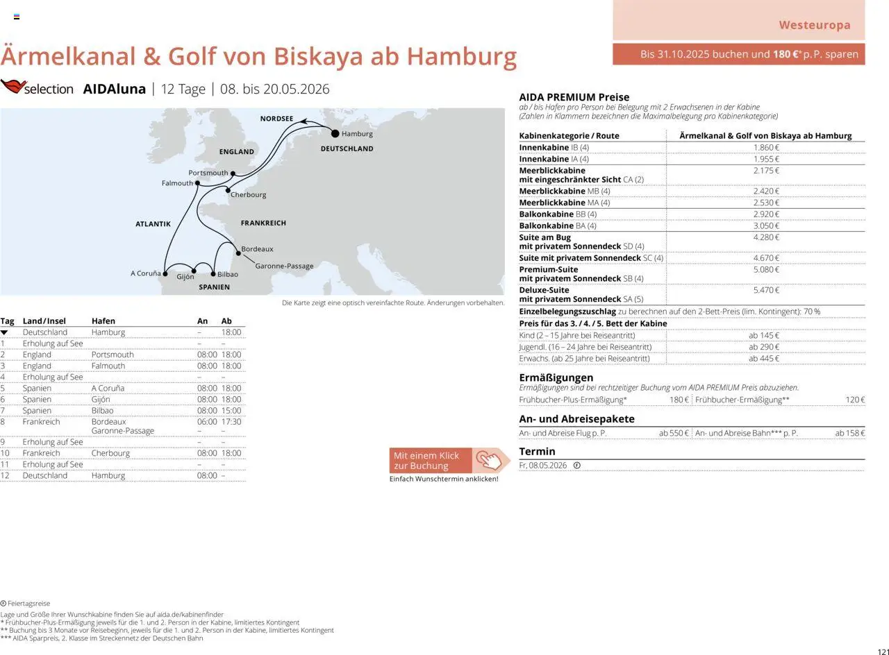 Aida Sommer 2026 – gültig ab 01.03.2026 | Seite: 121 | Produkte: Bett