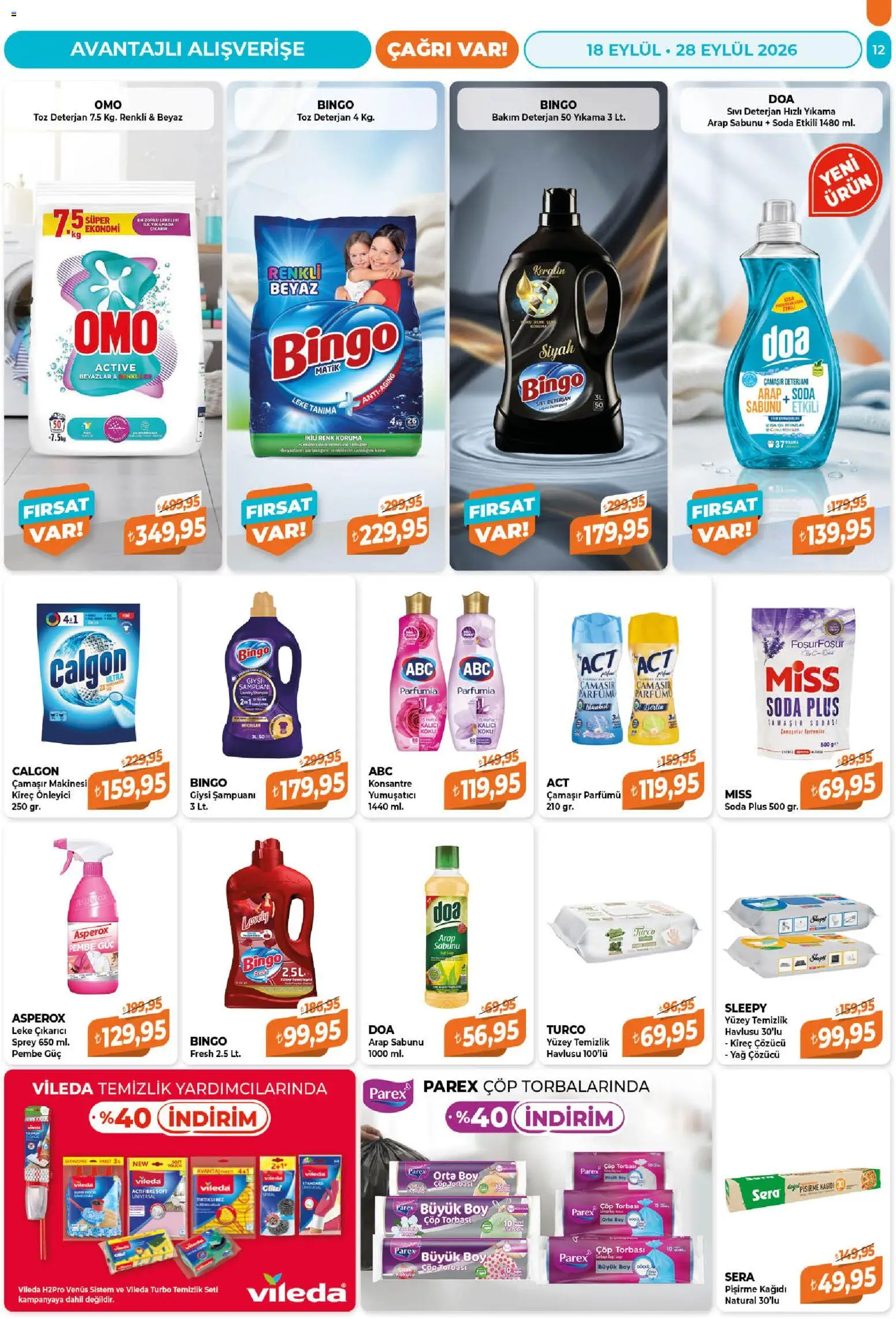 Çağrı Market Katalog - 18 Eylül 2026 tarihinden itibaren geçerlidir | Sayfa: 12 | Ürünler: Arap sabunu, Yumuşatıcı, Koku, Yağ