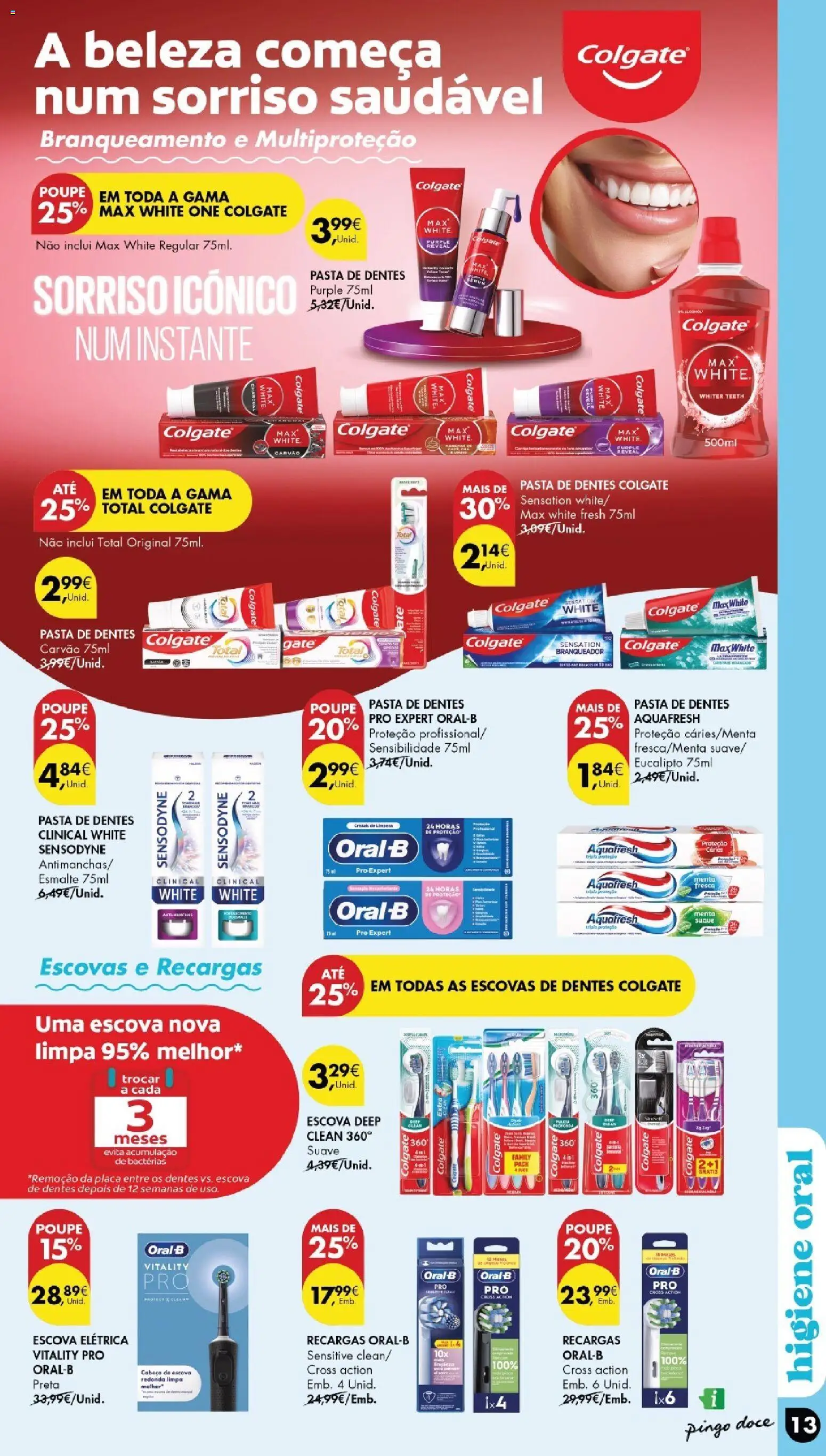 Pingo Doce Beleza │ válido de 18/08/2026 | Página: 13 | Produtos: Higiene oral, Pasta de dentes