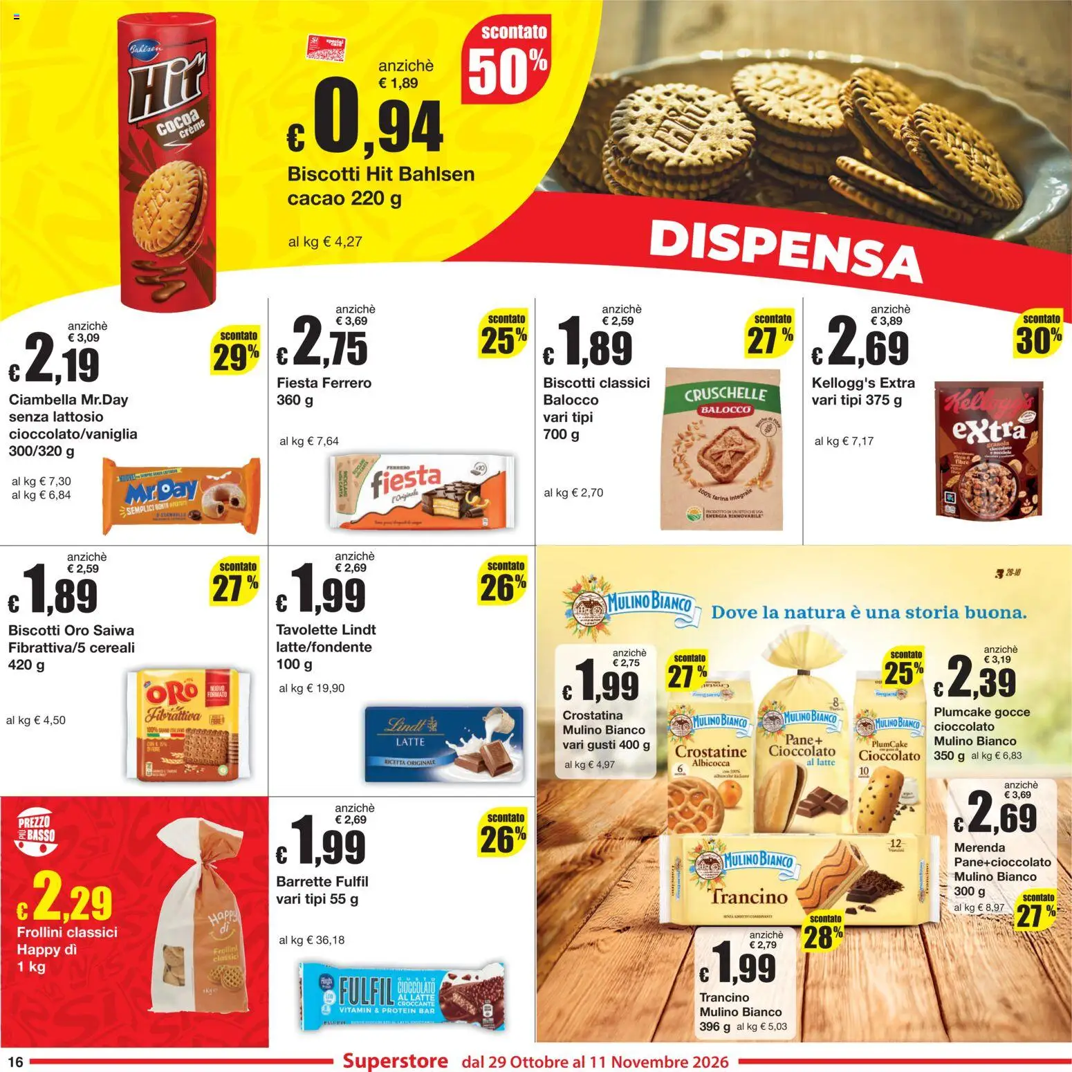 Volantino Sì con Te del 29/10/2026 | Pagina: 16 | Prodotti: Cioccolato, Cereali, Biscotti, Crostatine