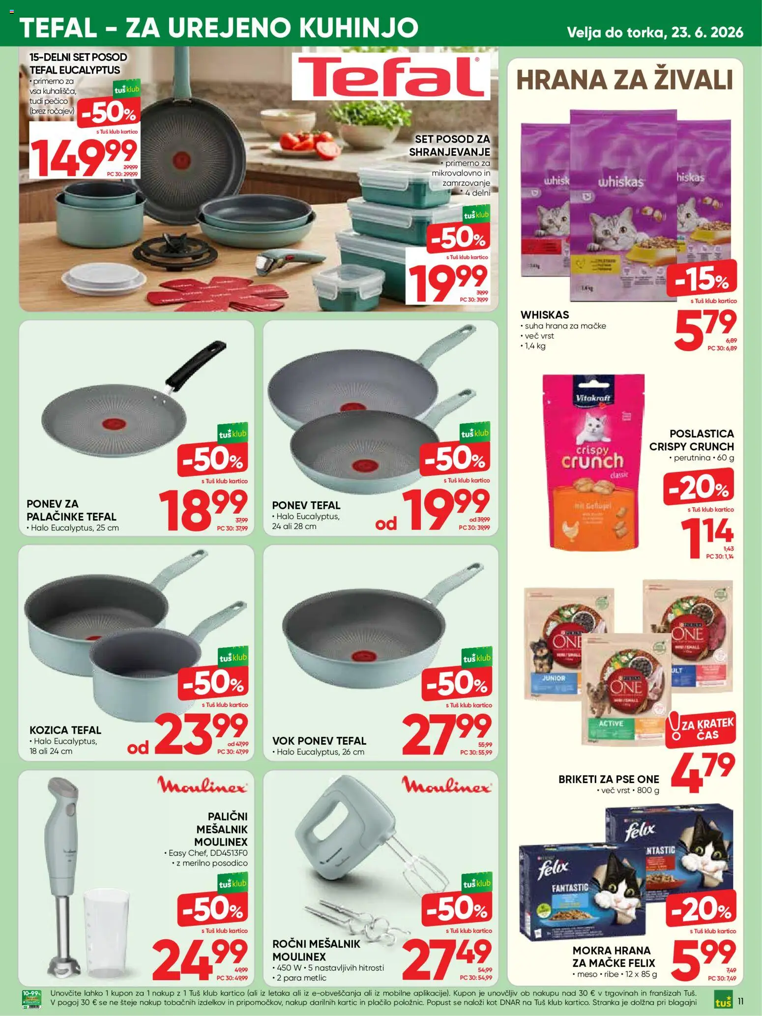 Novi Tuš katalog ponudbe – veljaven od 10.06.2026 | Stran: 11 | Izdelki: Mesalnik, Hrana za mačke, Palačinke, Ribe
