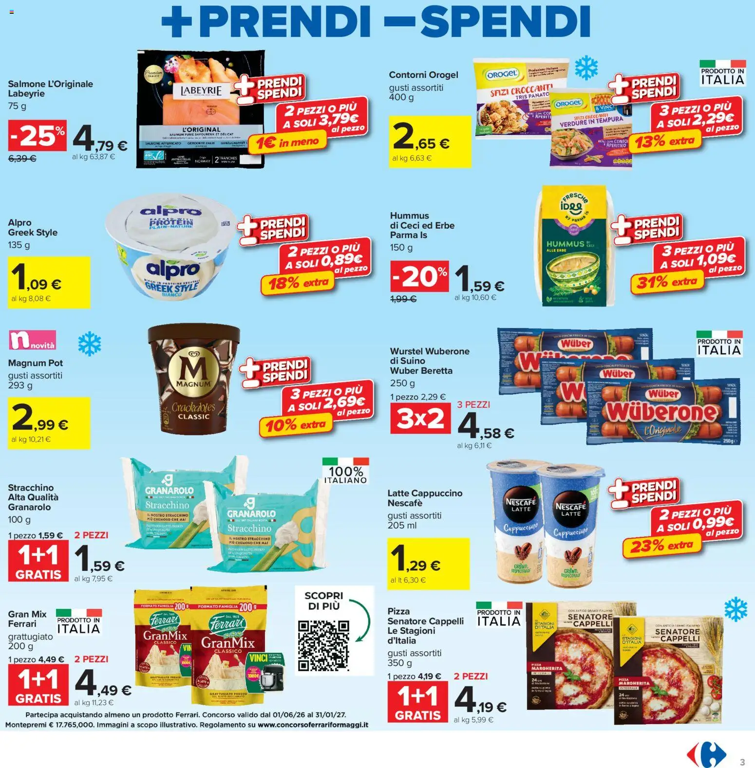 Volantino Carrefour del 13/07/2026 | Pagina: 3 | Prodotti: Ceci, Latte, Wurstel, Hummus