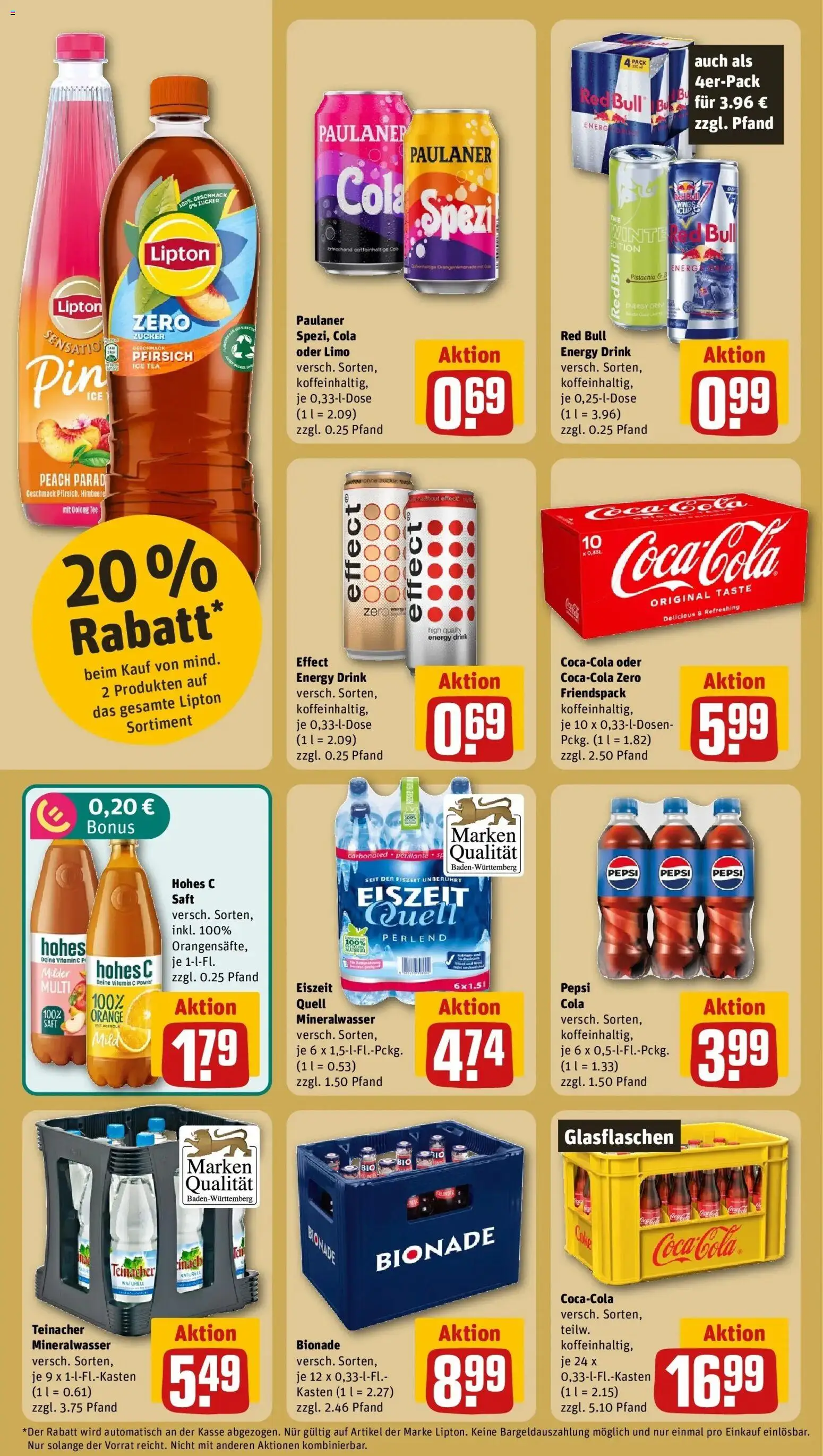 REWE Prospekt ab 19.10.2026 zum Blättern » Angebote | Seite: 16 | Produkte: Cola, Bionade, Pepsi, Tee