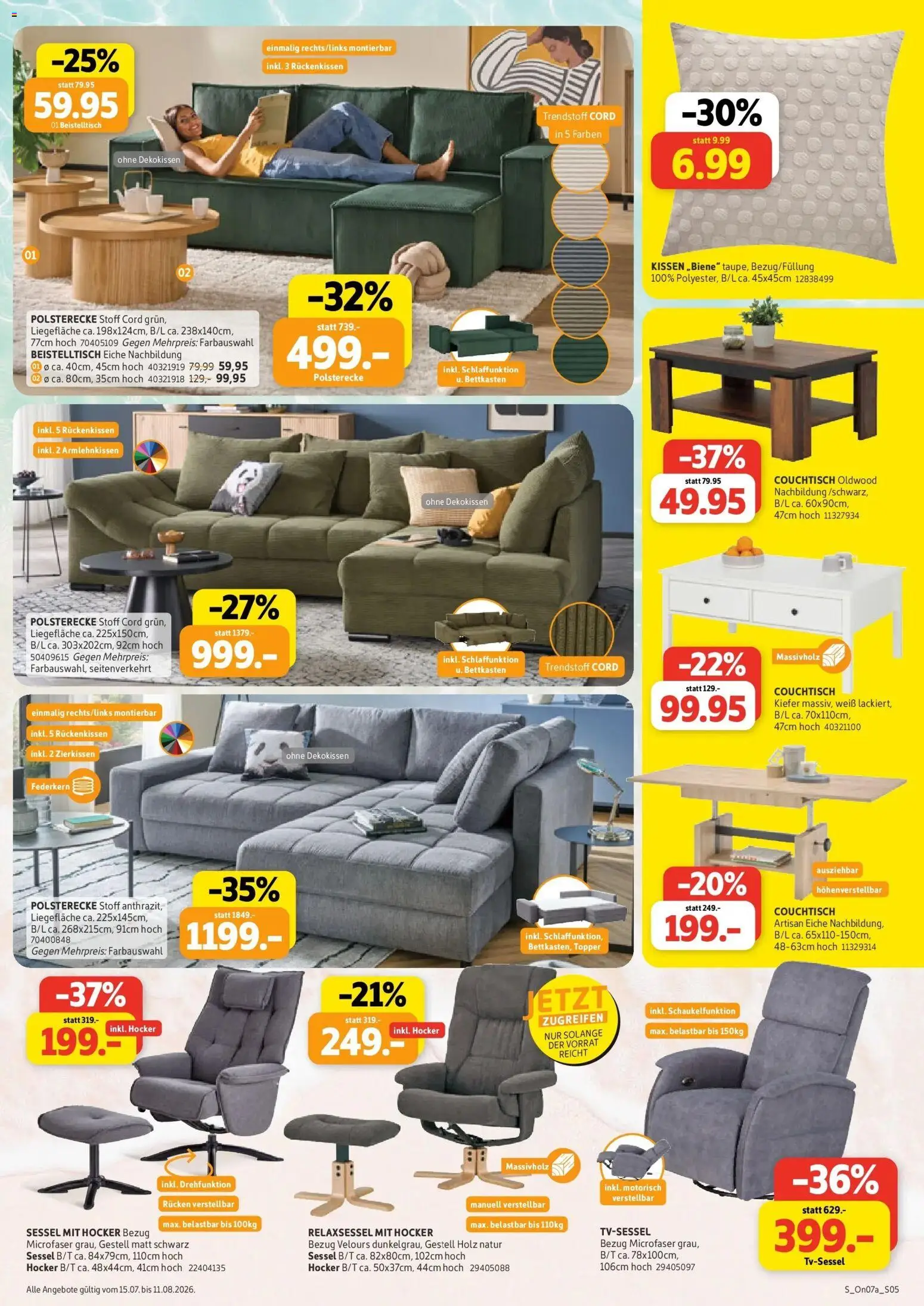 Sconto Prospekt Erfurt – gültig ab 15.07.2026 | Seite: 5 | Produkte: Relaxsessel, Kissen, Sessel, Couchtisch