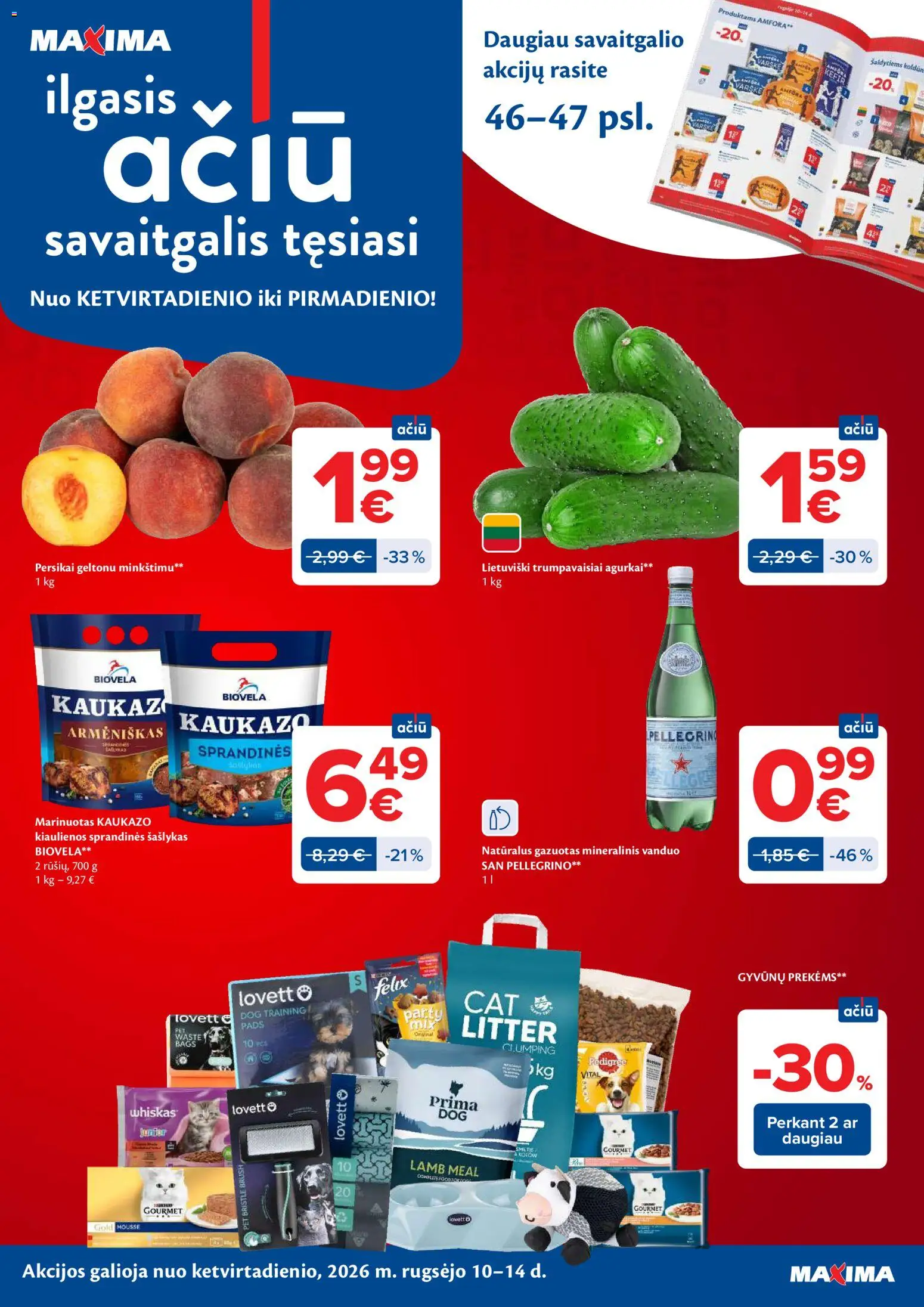 MAXIMA akcijos nuo 2026.09.08 | Puslapis: 48 | Prekių: Agurkai, Vanduo, Kiaulienos, Mineralinis vanduo