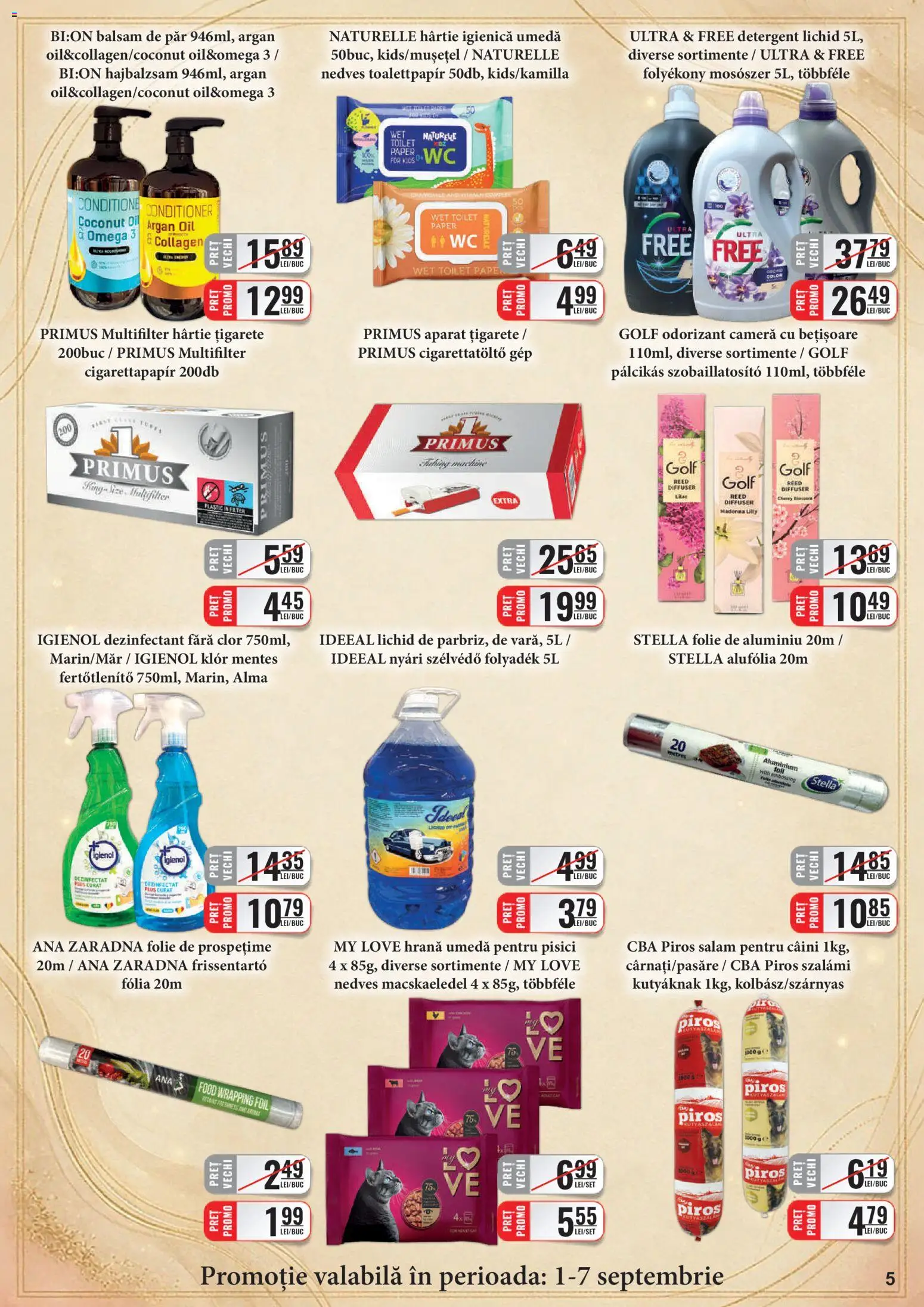 Noul catalog CBA – valabil de la 01.09.2026 | Pagină: 5 | Produse: Cameră, Balsam de păr, Salam, Dezinfectant