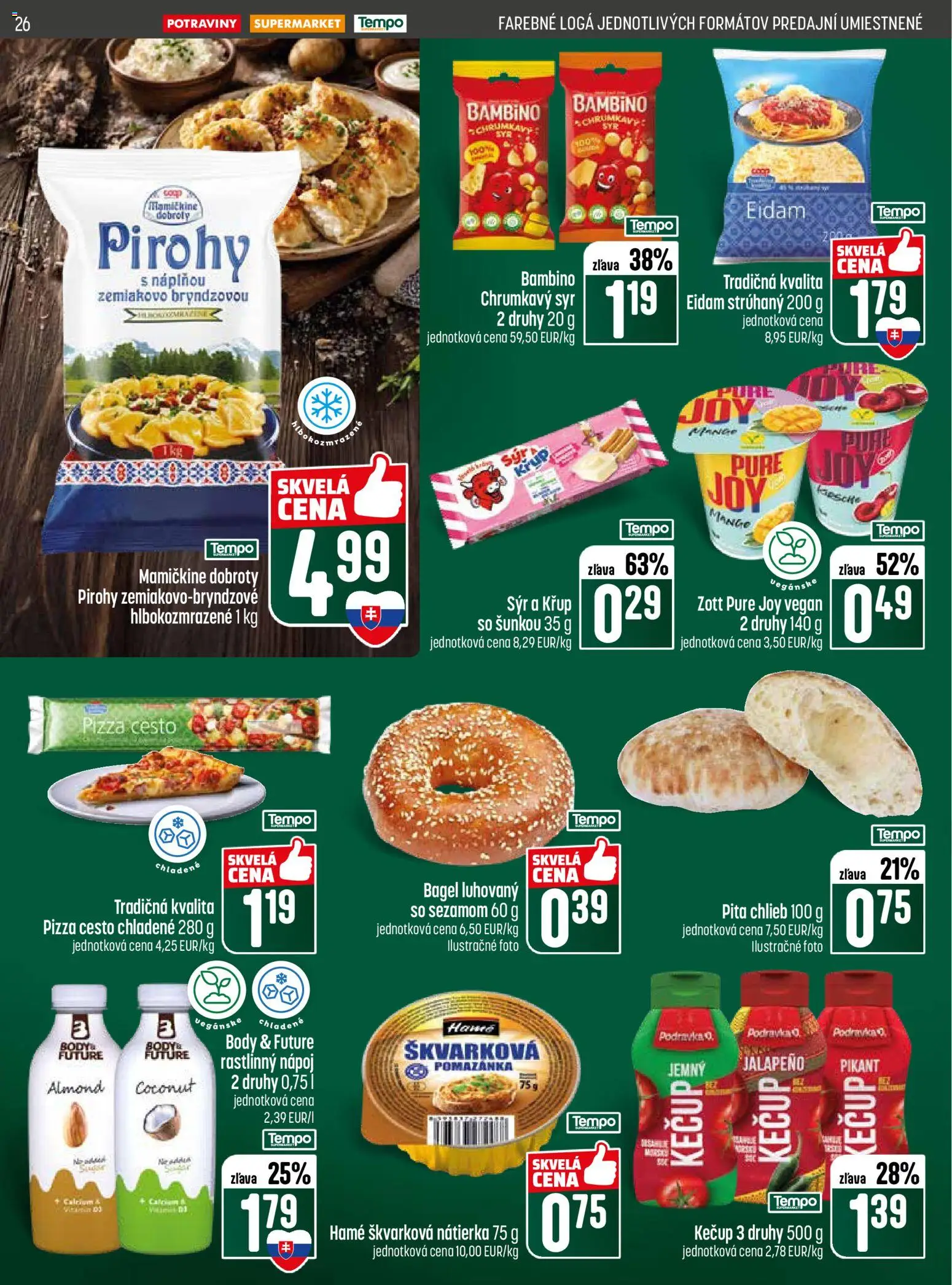 Nové COOP Jednota akcie – leták je platný od 16.04.2026 | Strana: 26 | Produkty: Syr, Pirohy, Pizza, Kečup