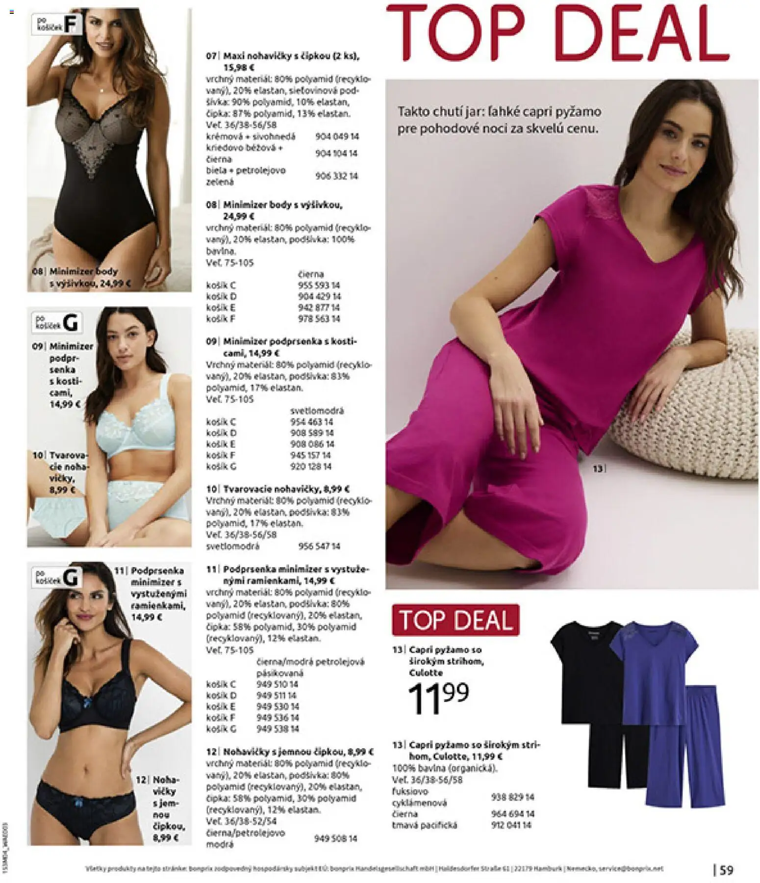Nové Bonprix akcie – leták je platný od 31.03.2026 | Strana: 61 | Produkty: Nohavičky, Podprsenka, Pyžamo, Jar
