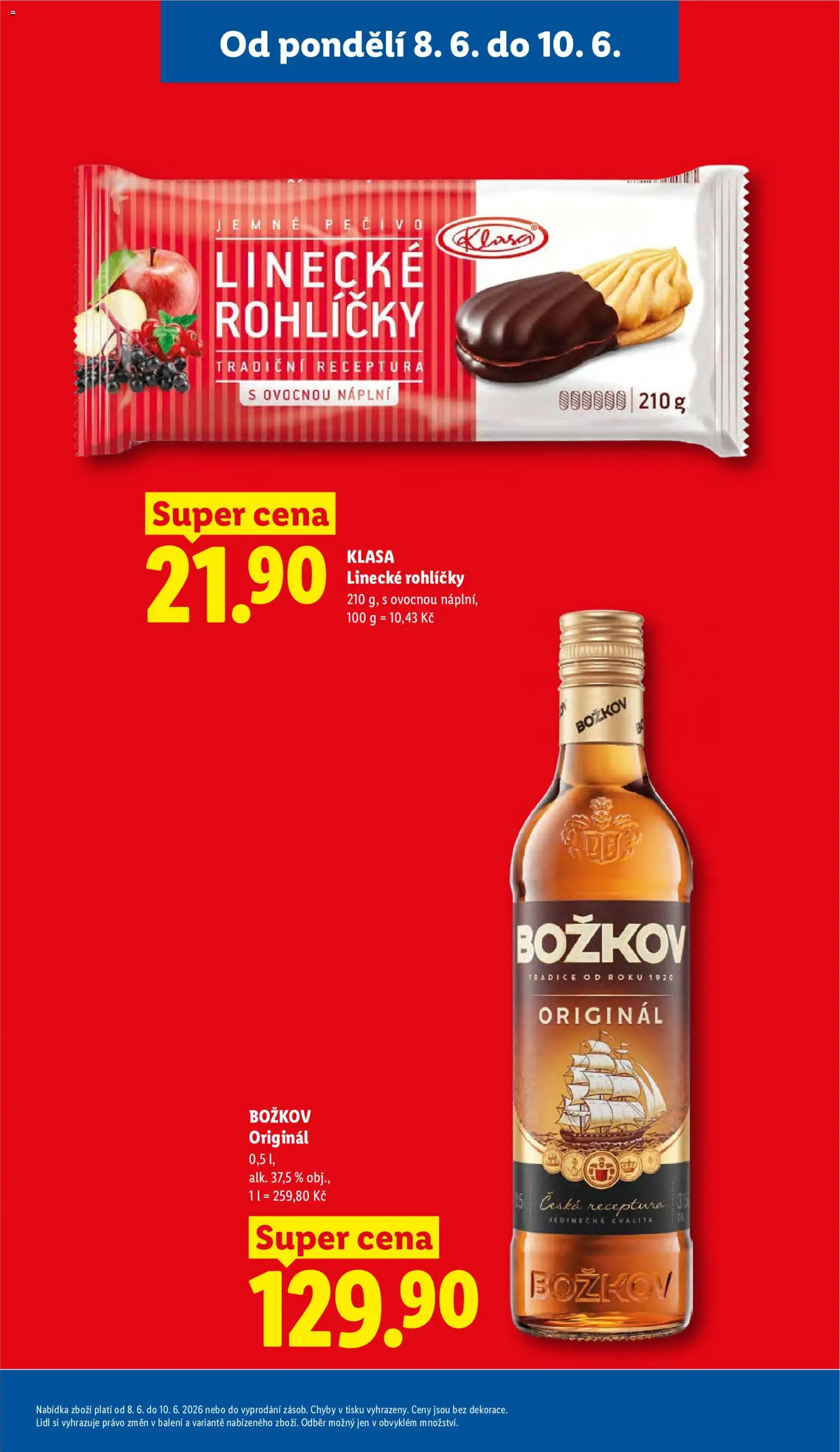 Lidl leták od 08.06.2026 | Strana: 9 | Produkty: Cookies, Pečivo, Linecké rohlíčky, Božkov originál